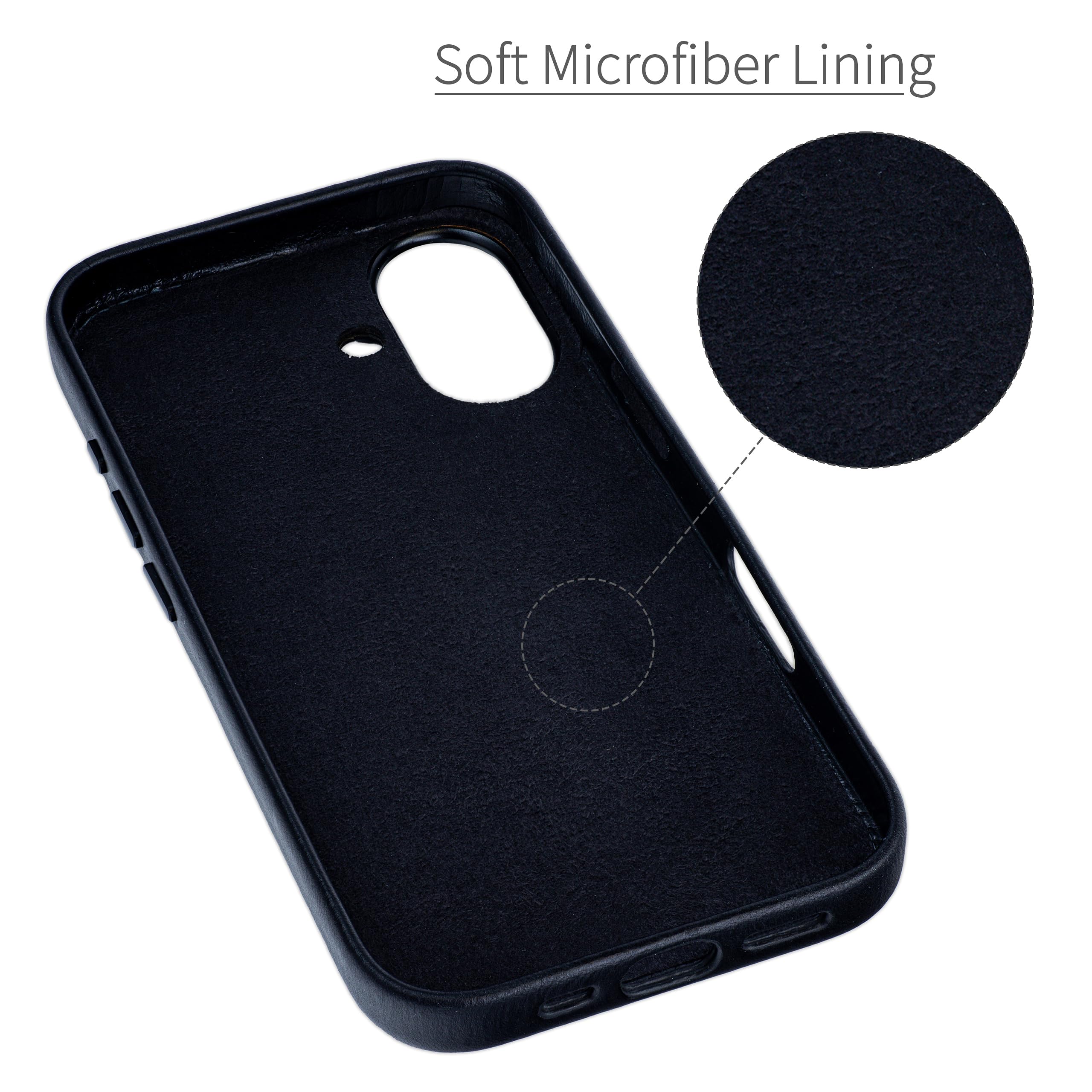 Dockem Custodia per Carte in Vera Pelle per iPhone 16 con Piastra Metallica Integrata per Magnetico, Portafoglio Cucito con 2 Tasche per Carte di Credito (Nero, M2GL)