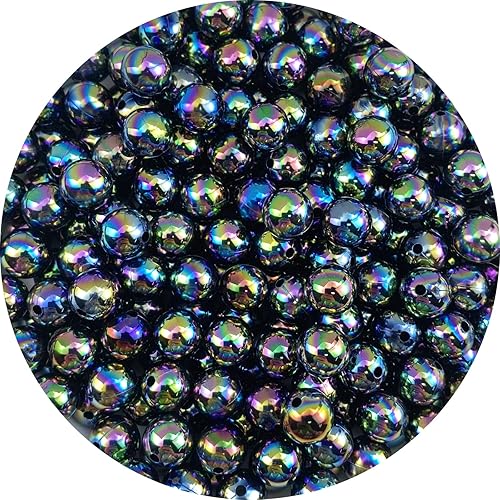 Jmassyang 200 cuentas de perlas brillantes de 0.394 pulgadas (0.394 in), color AB, redondas, de plástico, acrílico, espaciador, manualidades,