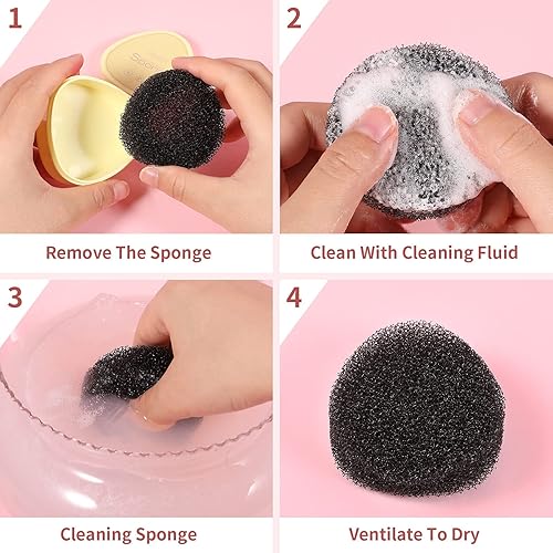 Miniatura 9 de Docolor Juego de 19 brochas de maquillaje Bastet Cat + juego de limpiador de brochas de maquillaje, base Kabuki sintética de primera calidad, juego