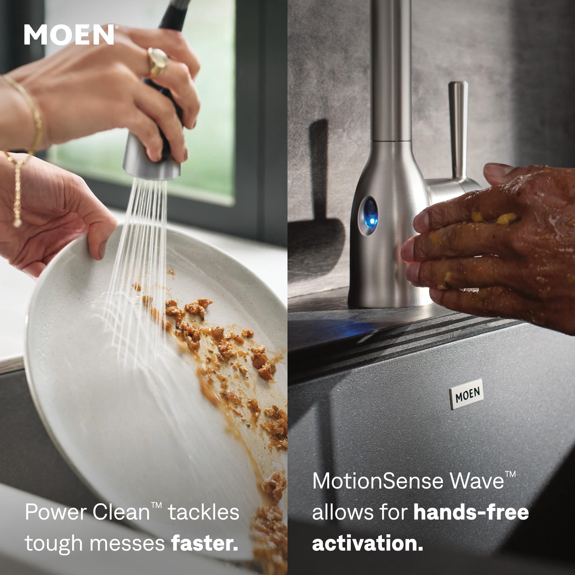 Moen 5923EWSRS Alinear el sensor de onda Motionsense Touchless de una sola manija del grifo de la cocina del alto arco de la extracción, punto resiste inoxidable