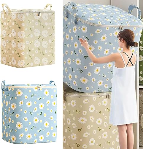 Miniatura 5 de HWZQDJ Bolsas de almacenamiento de gran capacidad, caja de almacenamiento portátil para armario con asas reforzadas, contenedores de almacenamiento