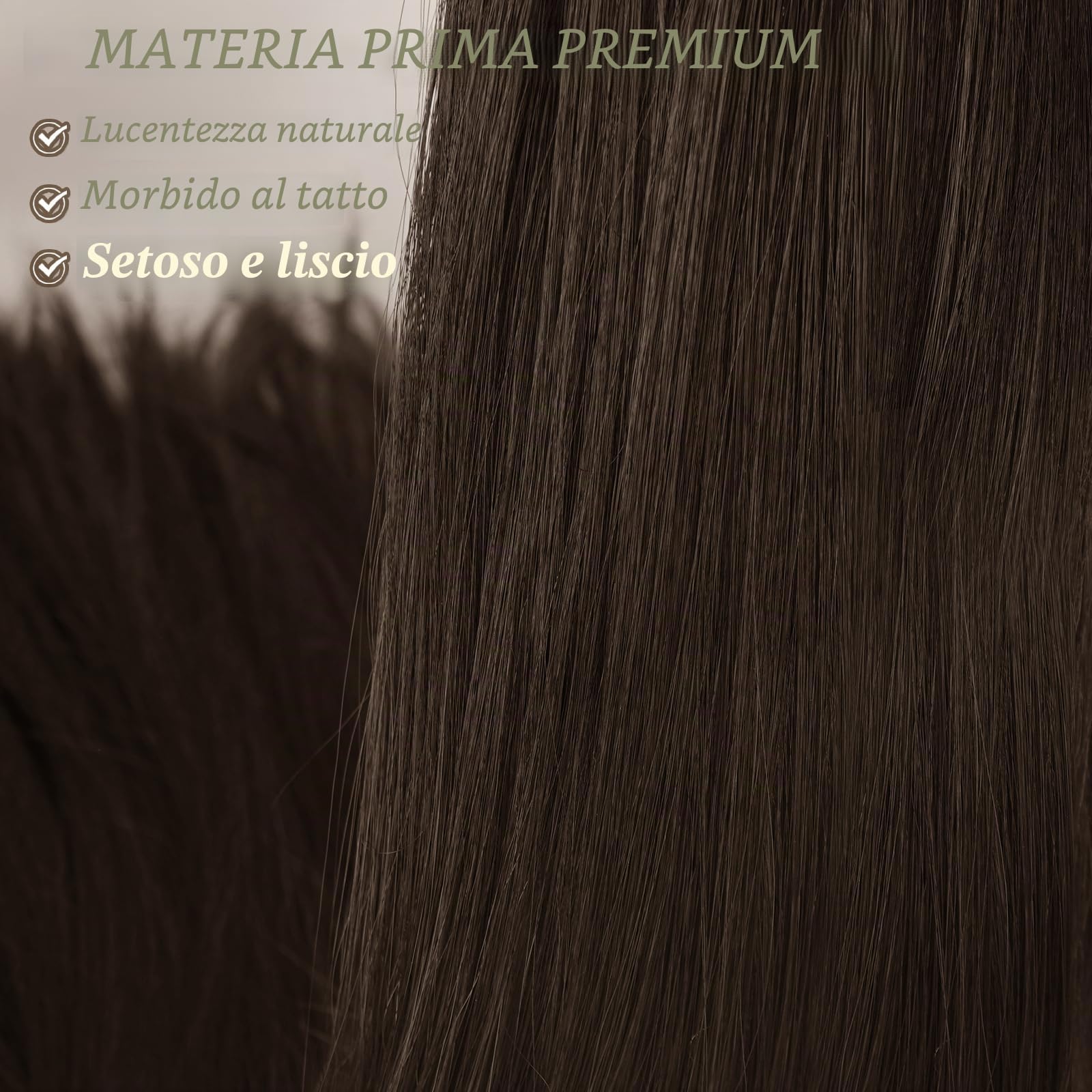 BARSDAR Marrone Coda Capelli Extension, 66cm Lunga Lisci Coda di Cavallo Extension con Coulisse Sintetici Clip in Ponytail Extensions Finta Pony Tails Posticci per Donne Quotidiano - Marrone Scuro