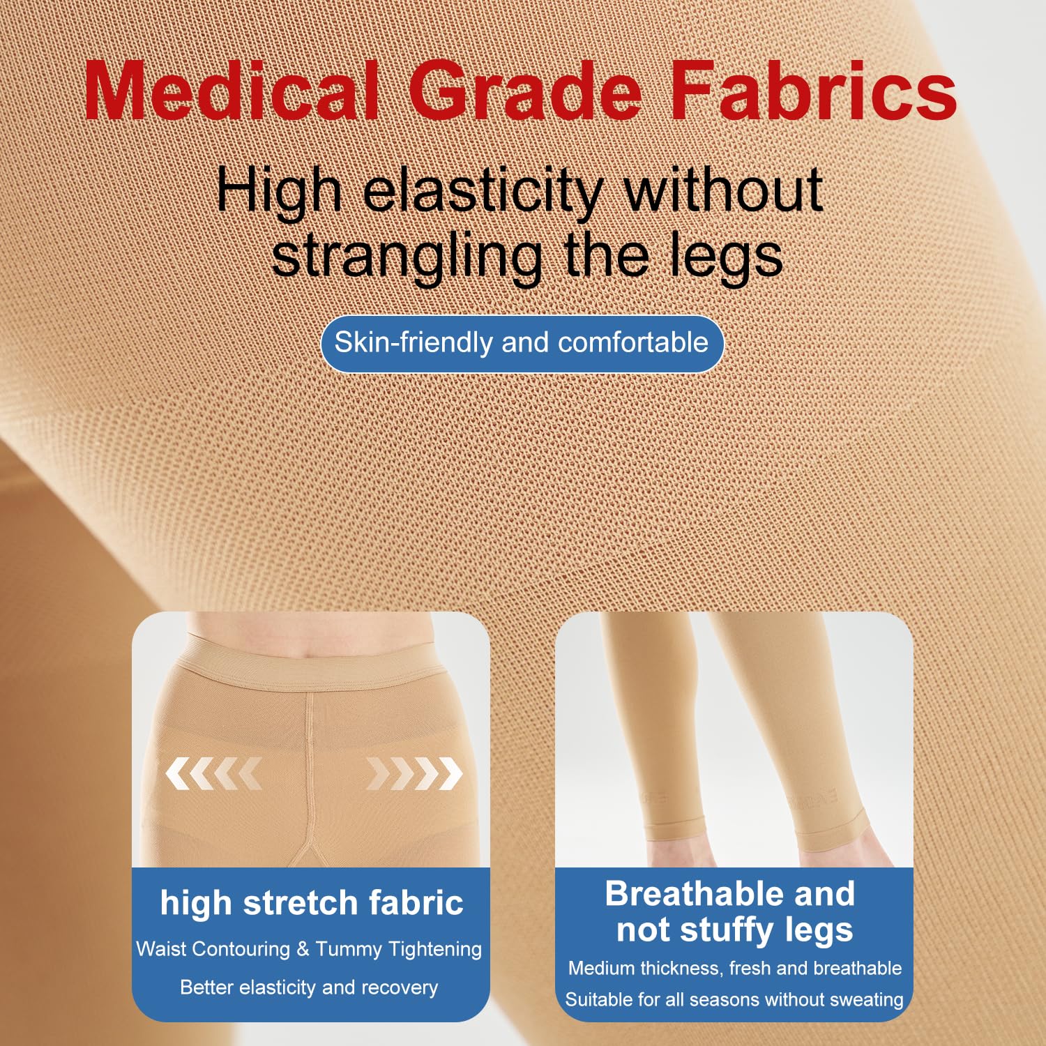 Medias de compresión para mujeres y hombres, medias de compresión de grado médico de 15-20 mmHg, medias de compresión para muslos para mujeres, medias de apoyo de cintura alta para circulación de