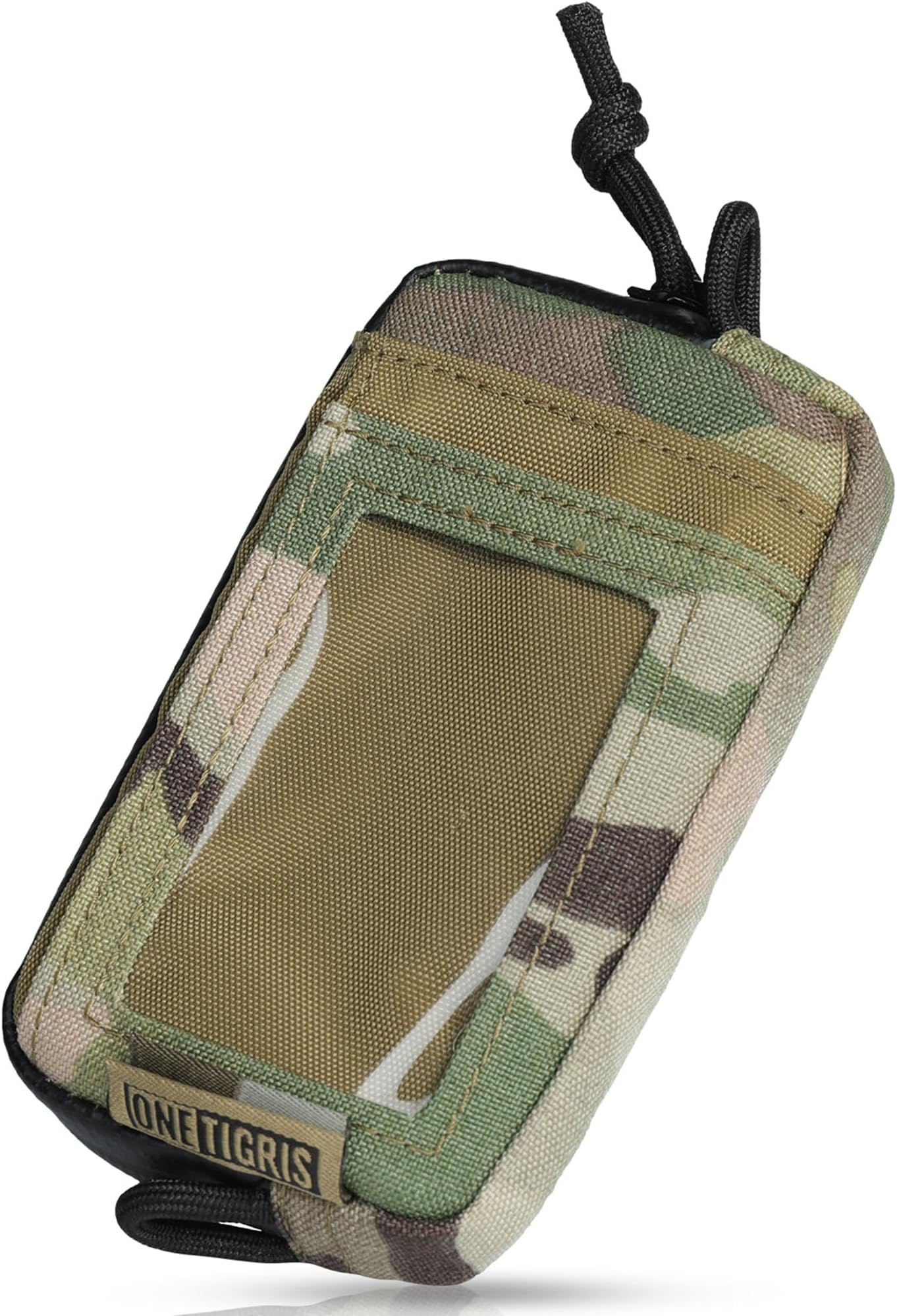 Front Pocket Wallet with Zippers Small Coin Purse Tactical Wallet Nylon Minimalist Wallet for Men Women, Brown