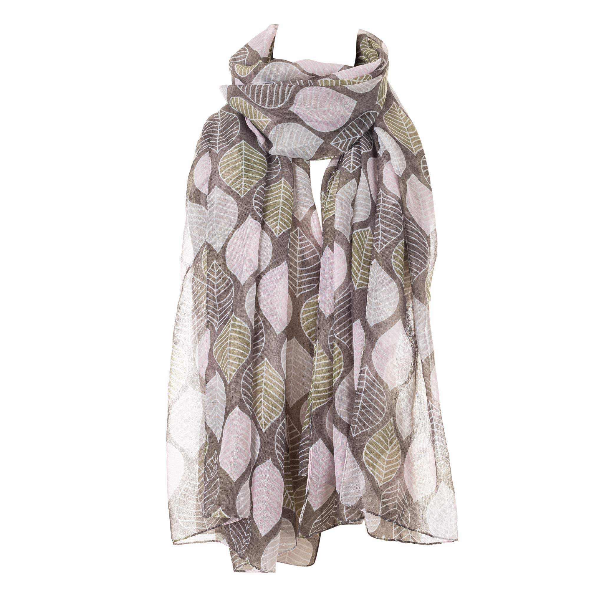 London Scarfs Tree Leaves Print Scarfs Women's Beautiful Designed Scarves Shawls (Grey)