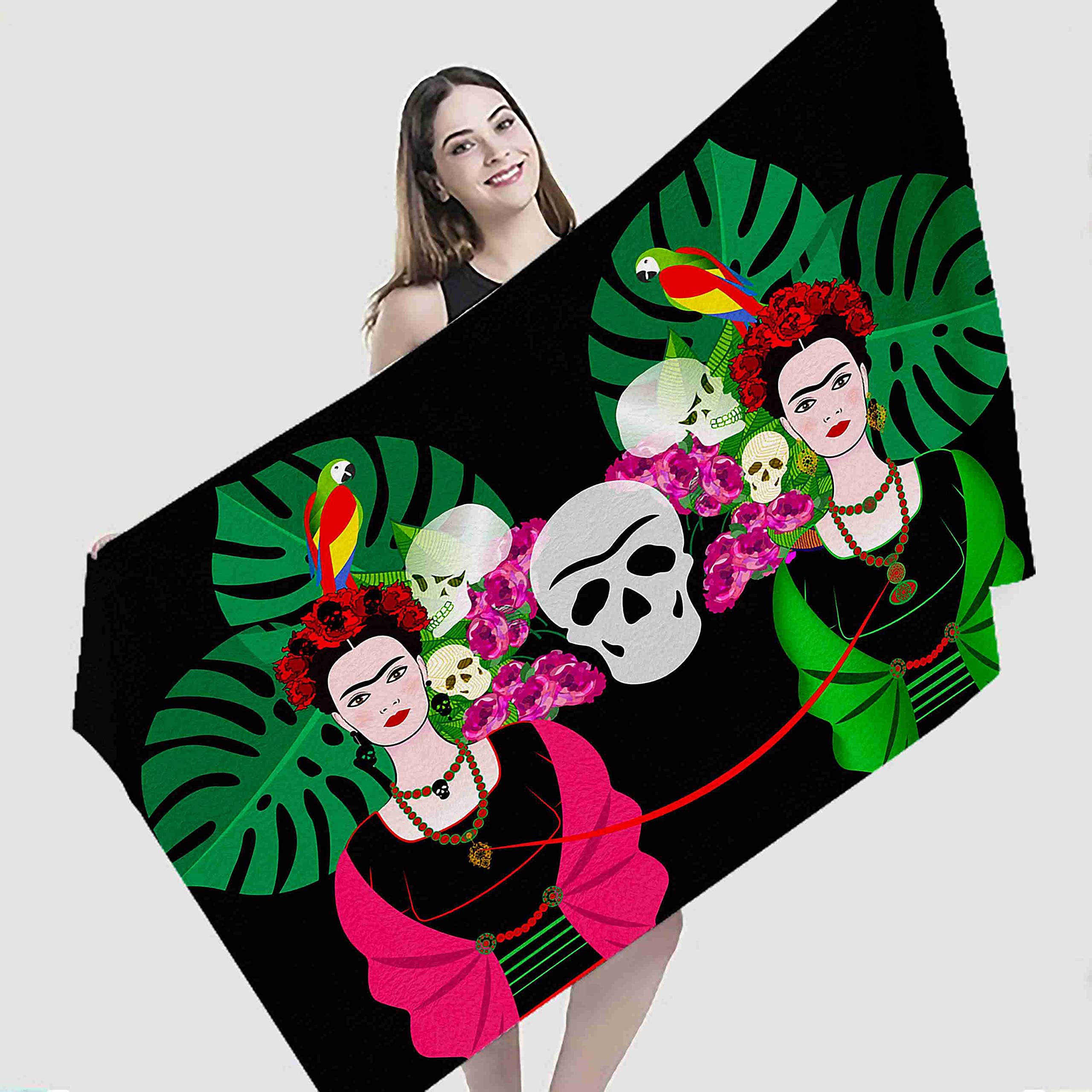 Lsjuee Art Beach Towels for Adults Fast Dry Superfine Fiber Beach Towels for Adults Cute for Tropical Vacations Exercise or Training Hawaii Other Water Activities Picnic Honeymoon 32INx52IN