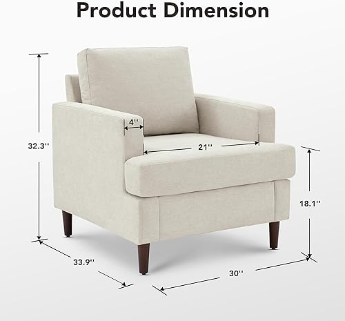 Miniatura 2 de Silla decorativa Mid-Century moderna, de tela de lino para sala de estar, cómodas sillas tapizadas de lectura para dormitorio, sofá individual con