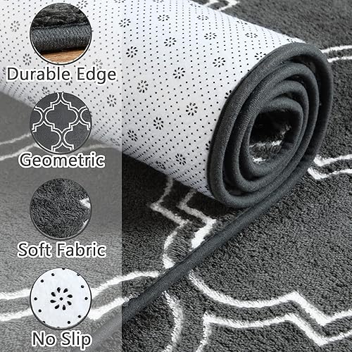 Miniatura 2 de Chicrug Alfombra geométrica moderna para dormitorio, alfombra de interior de espuma viscoelástica, de 3 x 5 pies, alfombra mullida para sala de