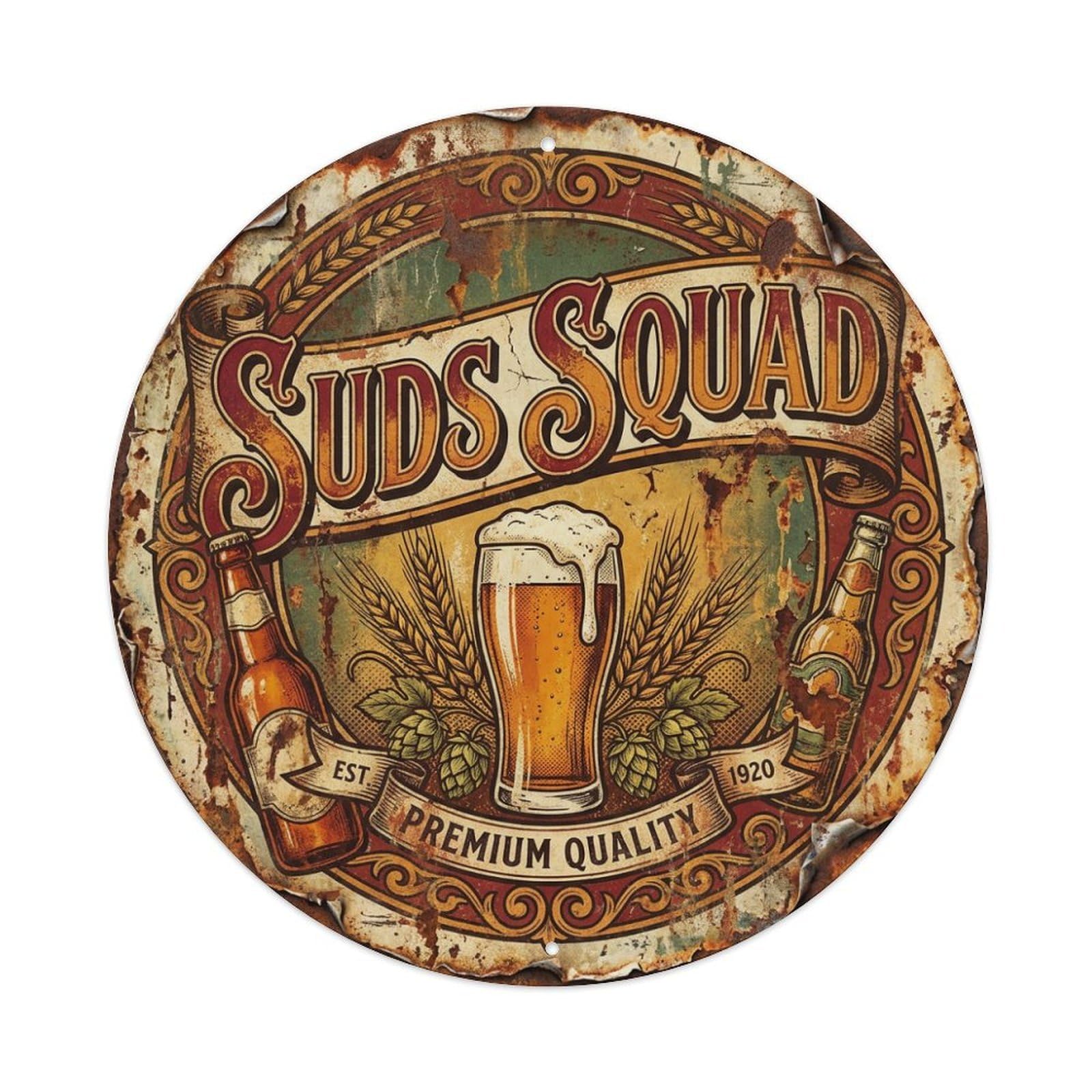 Fyrn Style Metal Tin Sign Vintage Beer Barware Suds Squad Retro Bar For Pub