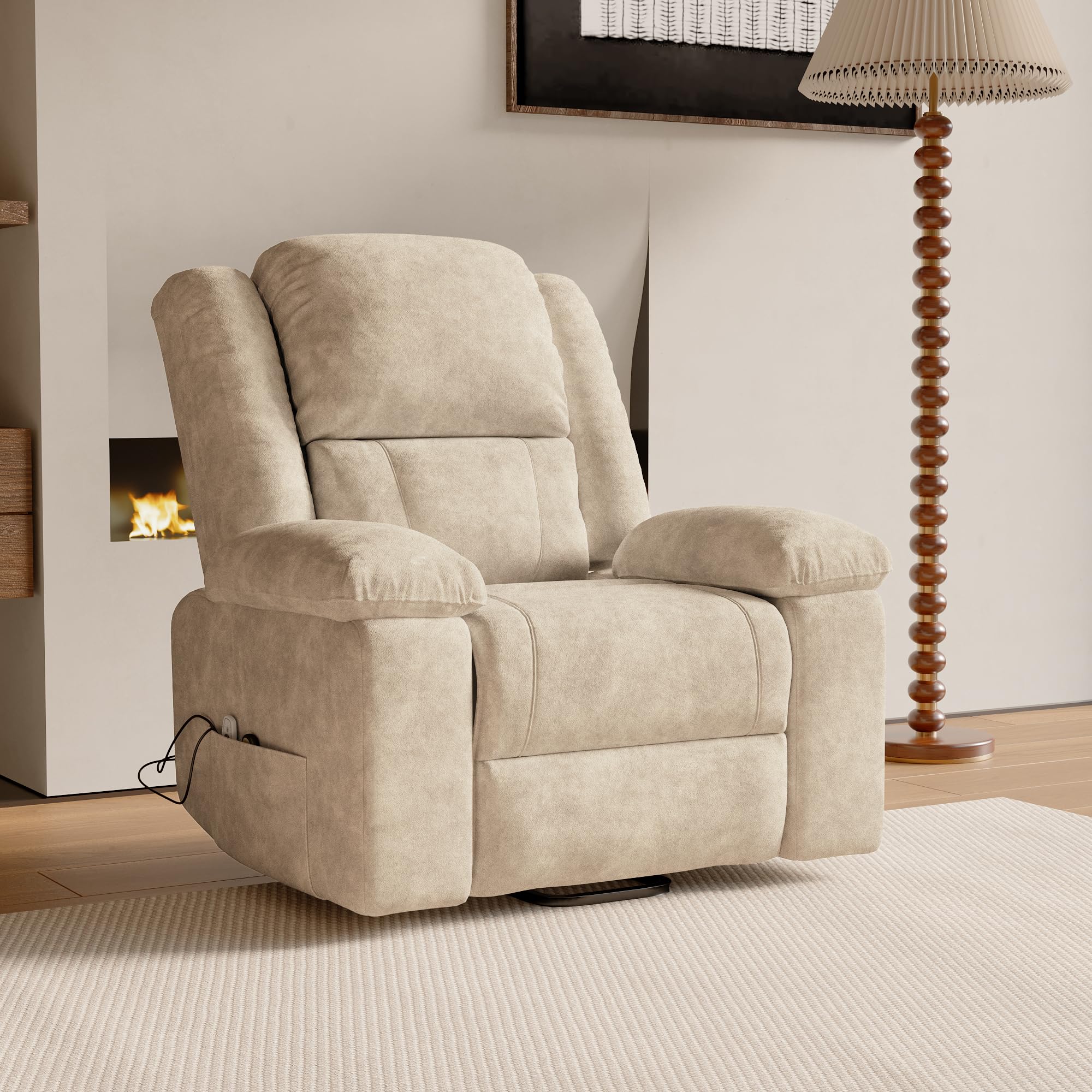 LIVLUX Fauteuil de Massage électrique, Fauteuil releveur électrique avec Fonction Massage et Chaleur, avec Poches latérales et Repose-Pieds Extensibles, canapé de Relaxation inclinable (Beige)