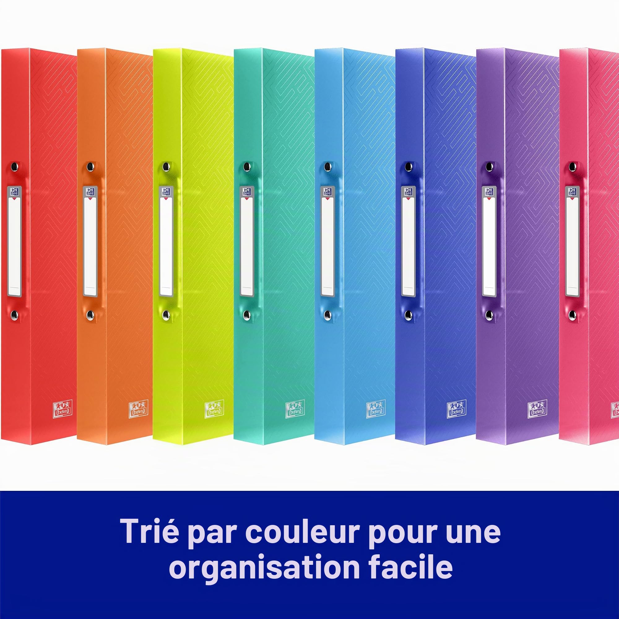 Oxford Lot de 10 classeurs Urban - Format A4 - Dos : 2 cm - 2 anneaux - 8 couleurs - Format A4