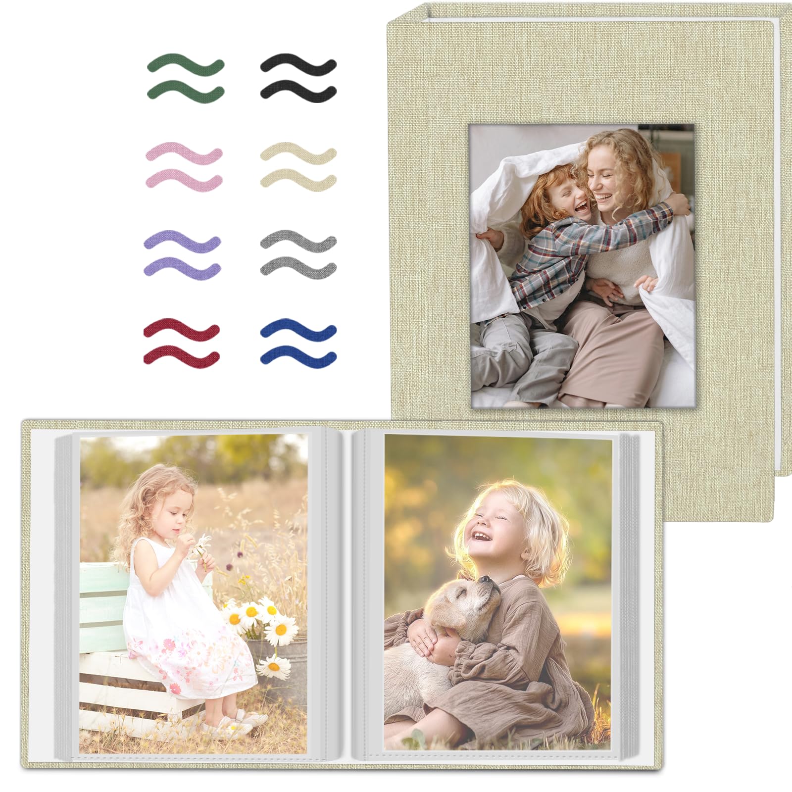 Album photo 10x15 cm de qualité en lin naturel, coffret Popotop