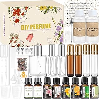 Set de hacer perfume, Vezerd Perfume Oil Making Kit, creativo kit de manualidades para adultos DIY con aceite esencial, mini fragancias como regalo para mujeres/niñas/damas