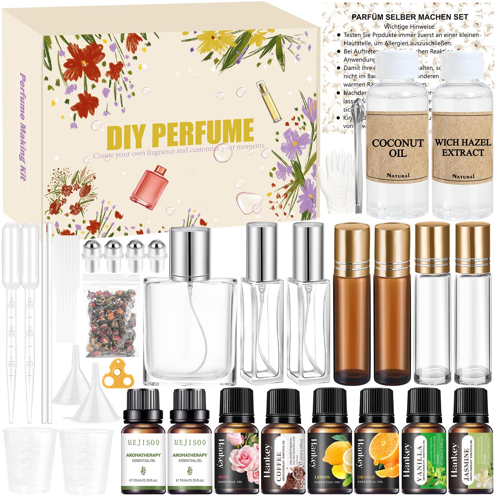 Juego de Perfume para Hacerlo Tú Mismo, Kit de Creación de Aceite de Perfume Vezerd, Juego de Manualidades Creativa para Adultos DIY con Aceite Esencial, Mini Fragancias como Regalo para Mujeres/Niñas