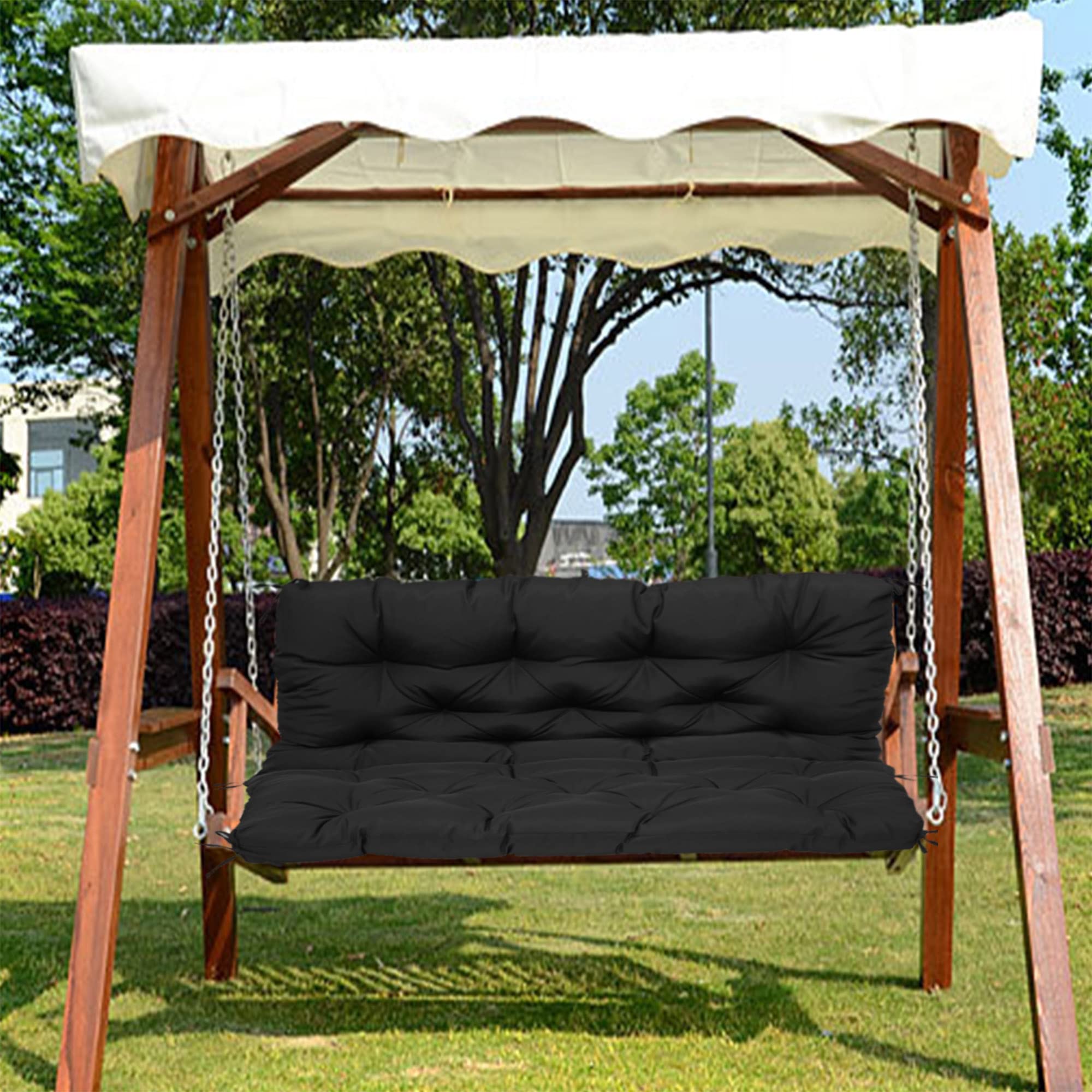 Hollywoodschaukel für Gartenmöbel, Hollywoodschaukel, verdickte und überfüllte Hängematte, Ersatz für 2- und 3-Sitzer, 100 x 100 x 10 cm, Schwarz