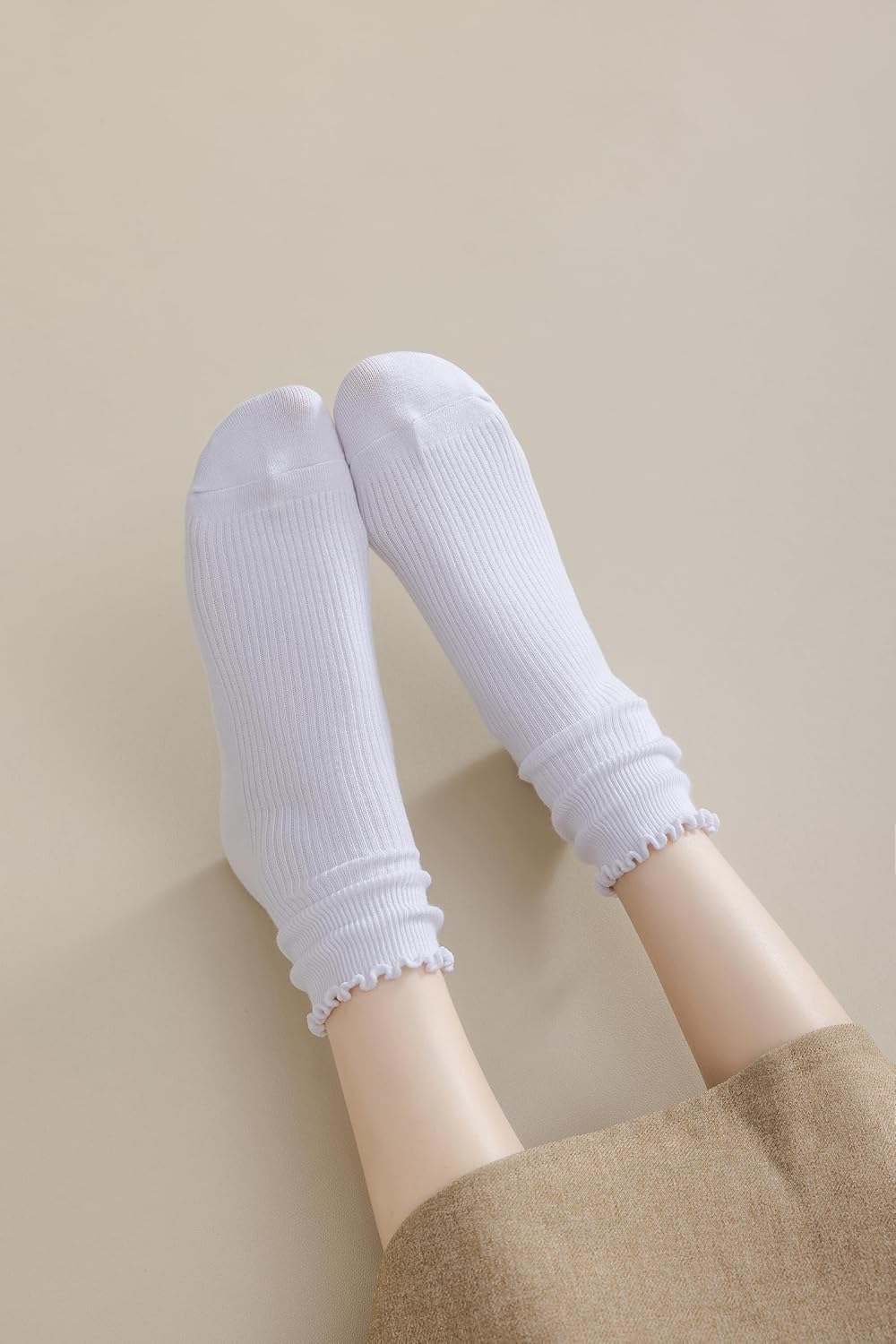 SRYL Ruffle Ankle Socks for Women's,Casual Cute Turn-Cuff Socks Soft Breathable Knit Cotton Lettuce Frilly Crew Socks Girls - Image 6