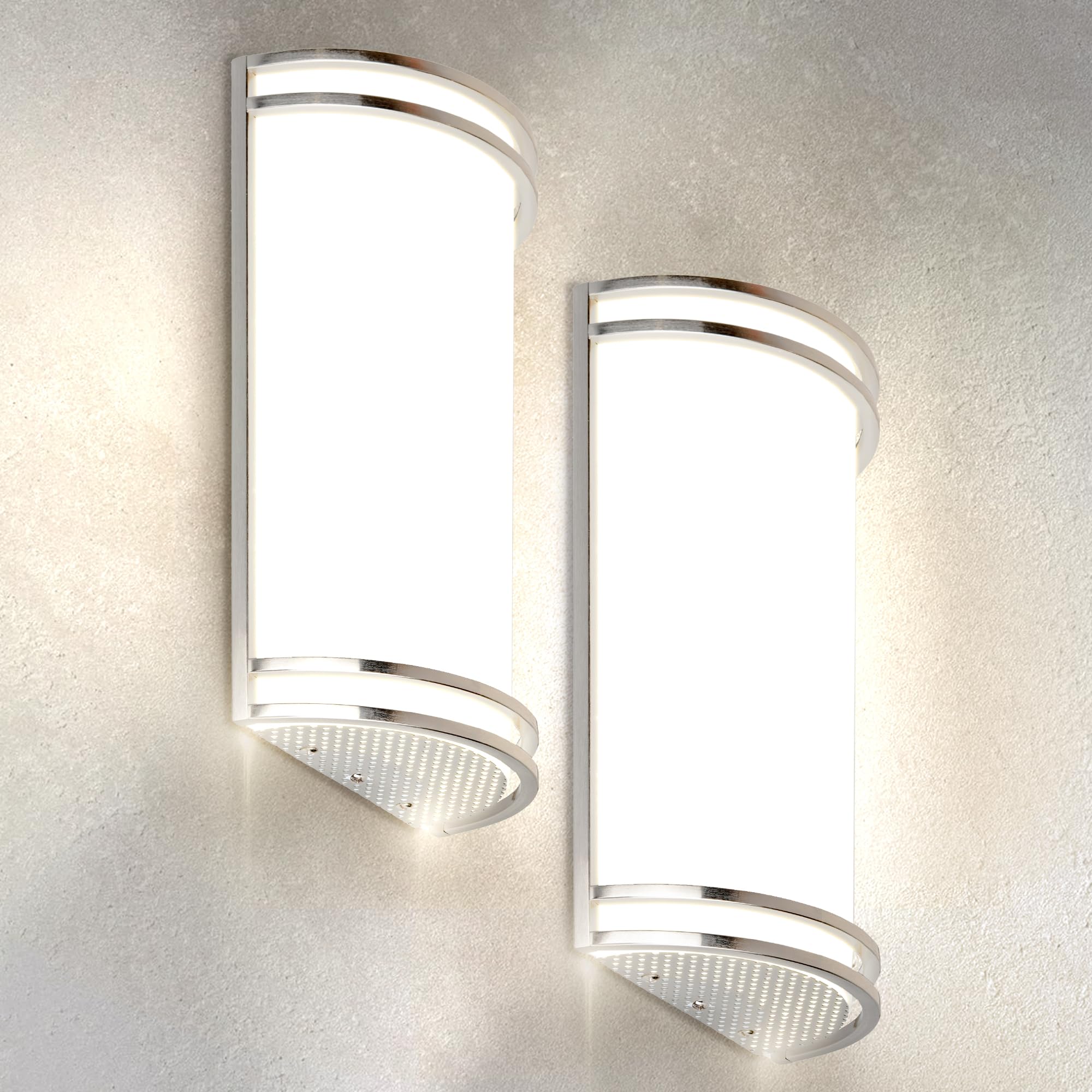 ASD Indoor LED Wall Sconce Lights - 14 Inch 20W Brushed Nickel Modern LED Wall Sconces Hardwired - ETL Dimmable 3000K 4000K 5000K Adjustable Sconce Light Fixture for Bedroom, Hallway, 2 Pack
