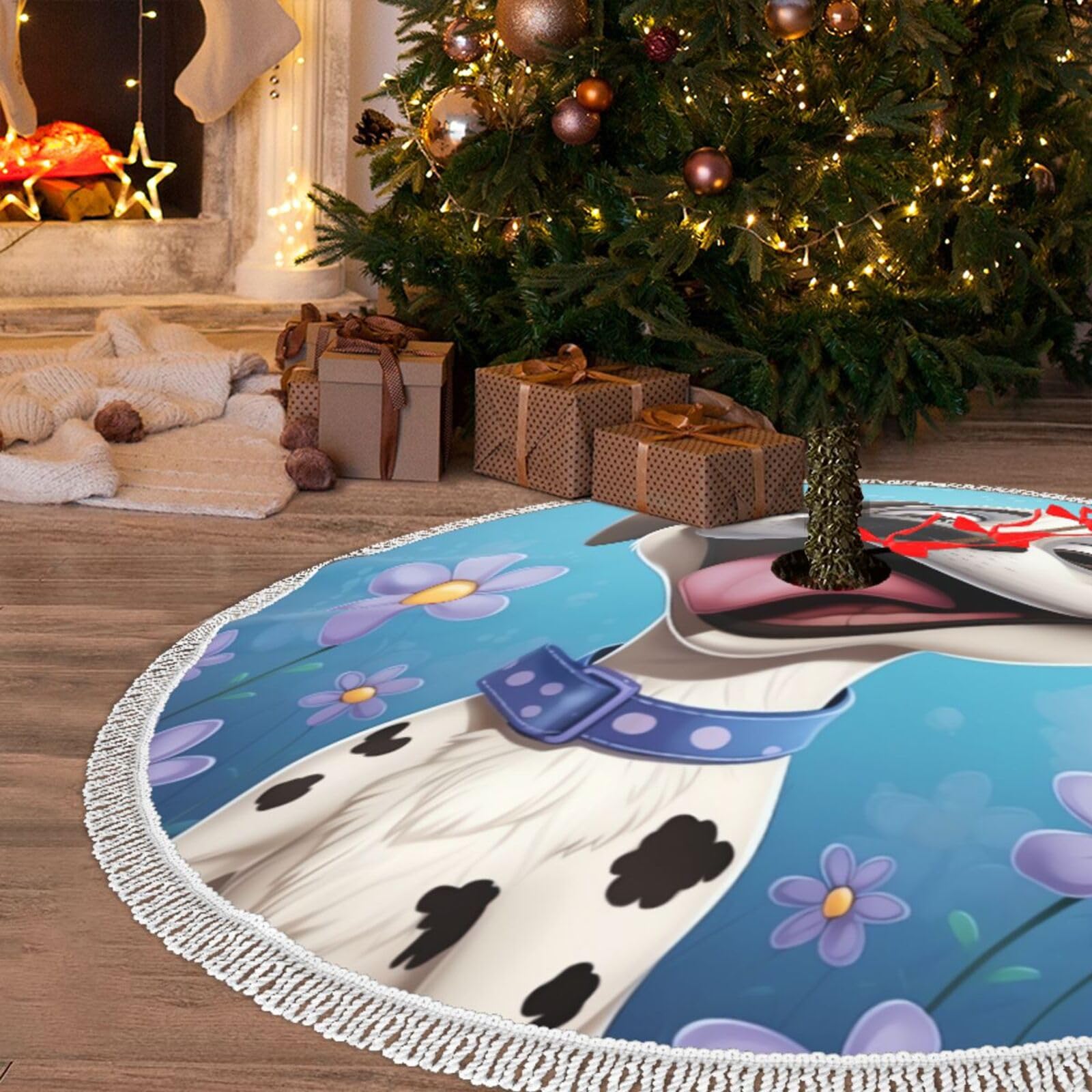Jupe de sapin de Noël en peluche blanche de 122cm pour décorer le salon au Nouvel An