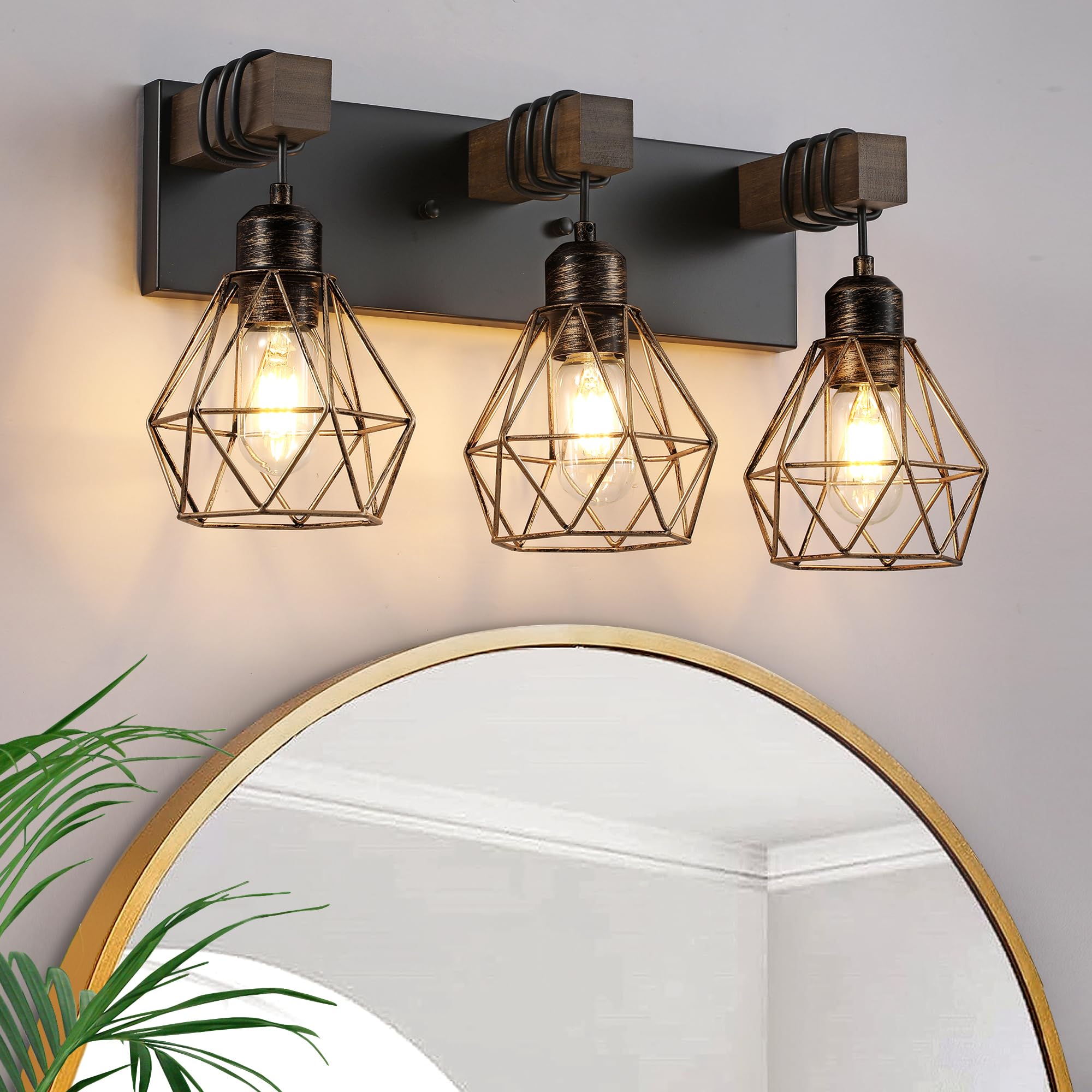Farmhouse Bathroom Light Fixtures, 3-Light Bathroom Lighting Fixtures ...