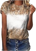 Ceboyel Womens Bleached Sublimation Blanks Shirts Leopard Graphic Tees Tops Short Sleeve Polyester Tshirts Cute Items Clothes