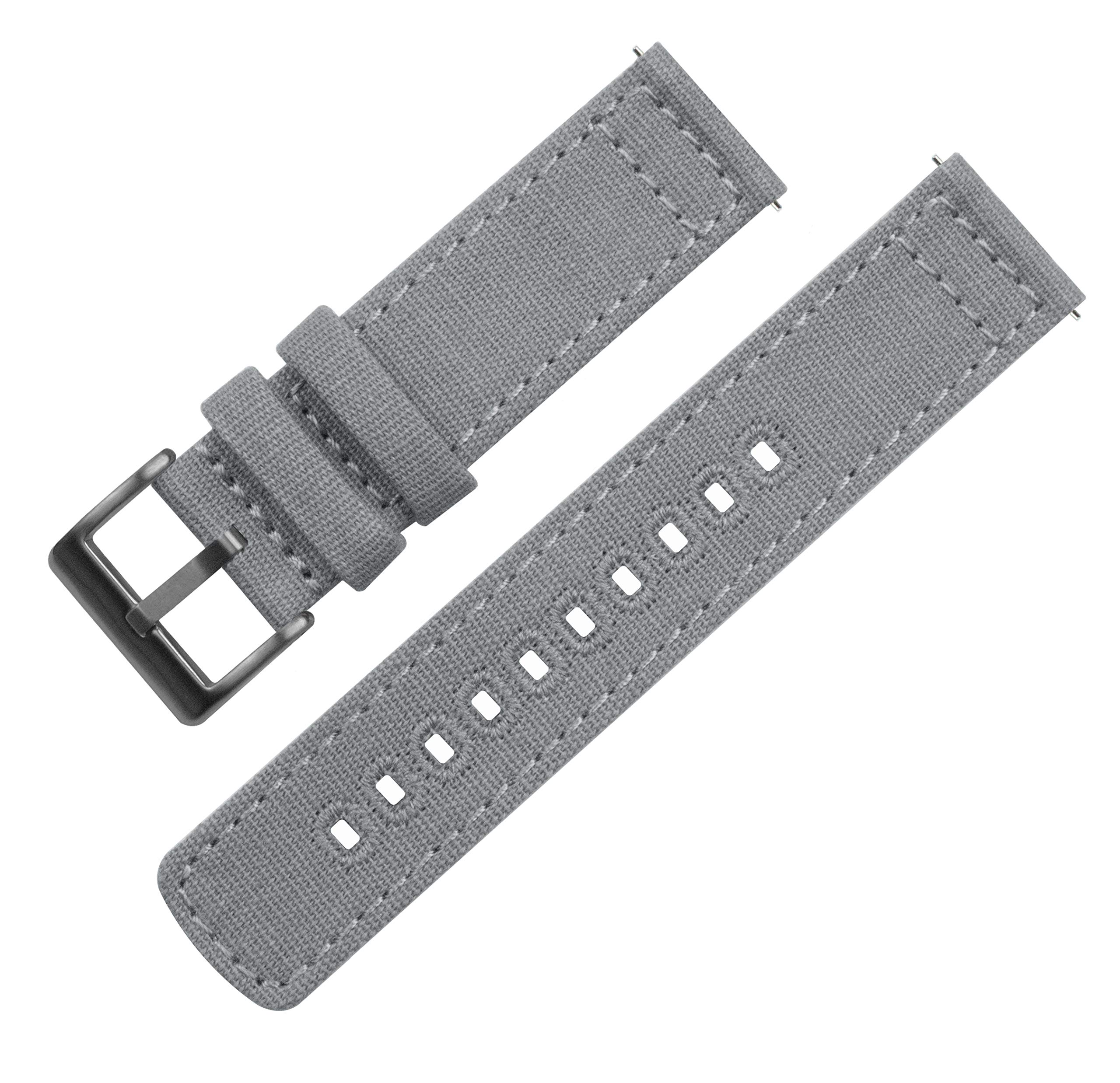BARTON WATCH BANDS 22mm Cool Grey - Canvas Quick Release Watch Band Straps with Gunmetal Grey Buckles - Choose Color & Width - 18mm, 20mm, or 22mm
