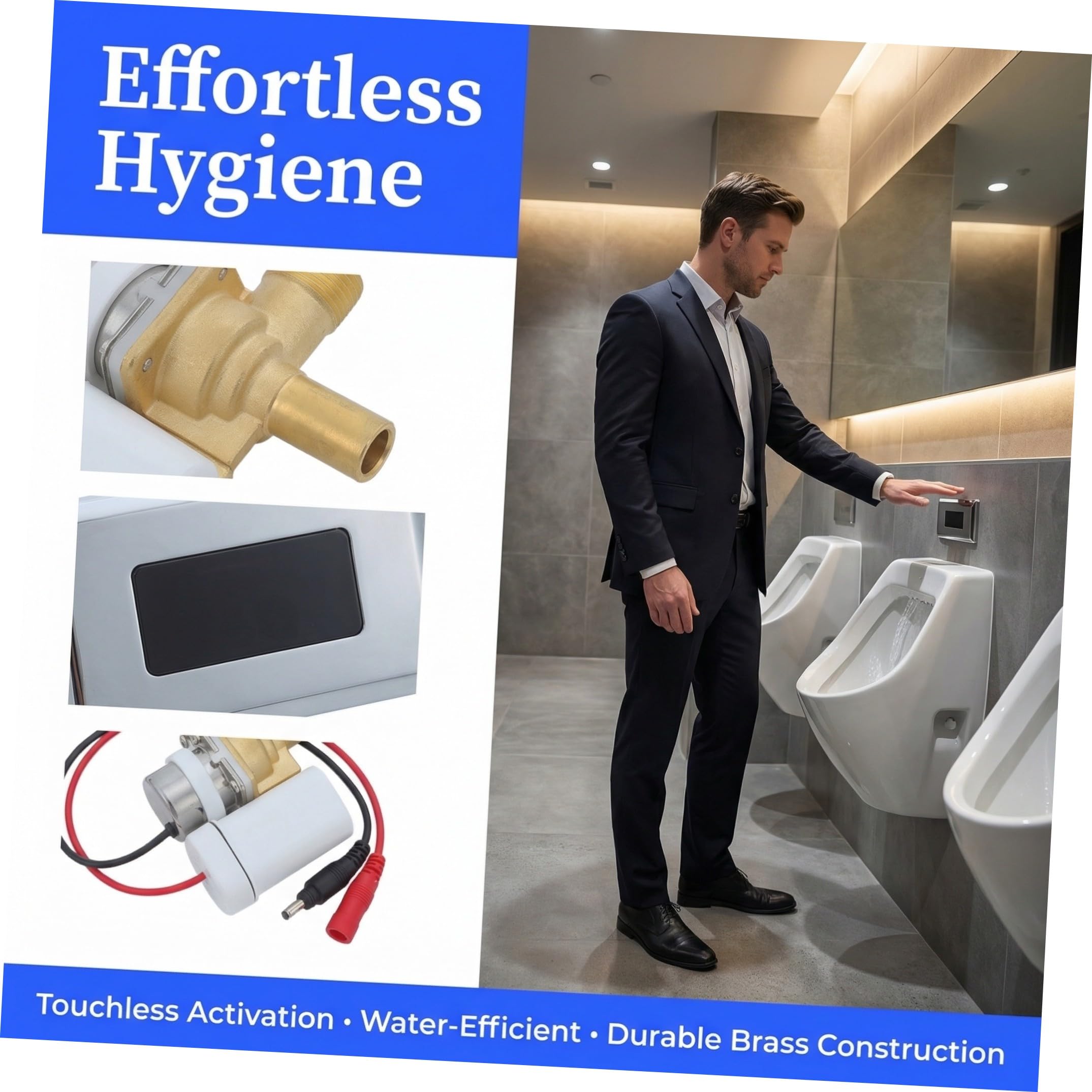 Didiseaon Válvula de Descarga para Urinario, Válvula Solenoide Inteligente Sensor, Abs, Goma y Cobre, para Baño Público y Zonas de Alto Tránsito, bajo Mantenimiento