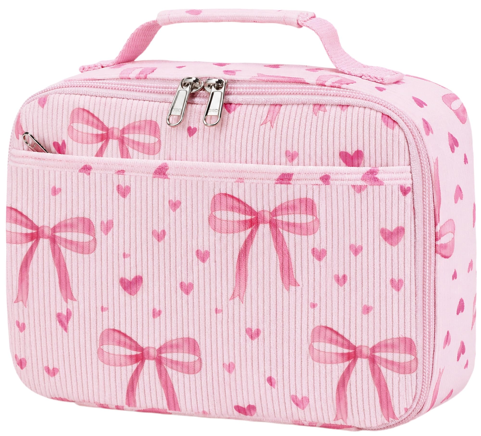 CAMTOP Lunch Box Kids Boys Insulated Lunch Cooler Bag Reusable Lunch Tote Kit for School Travel (Pink Bow)