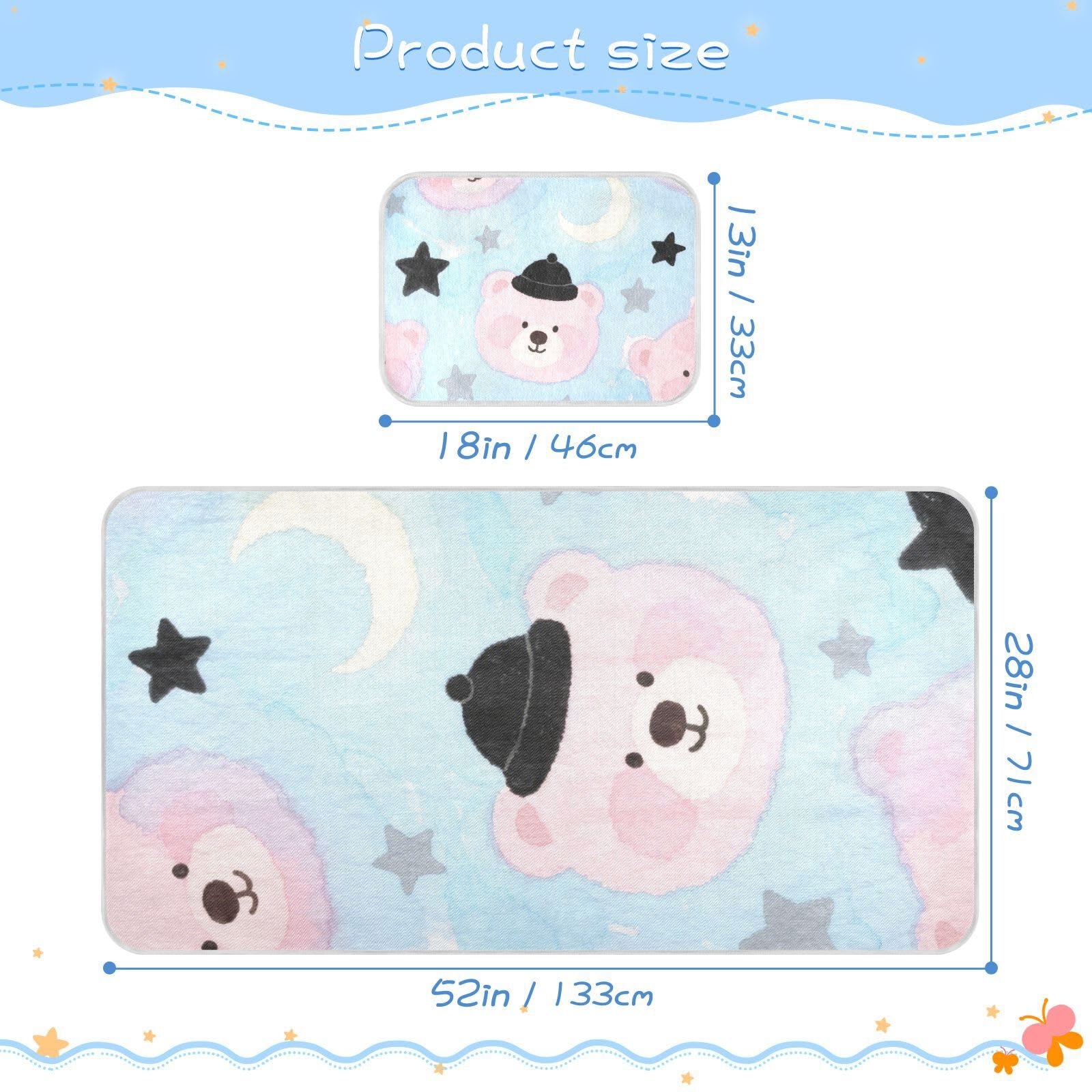 Cute Cartoon Pink Bear Cooling Baby Crib Waterproof Mattress 28