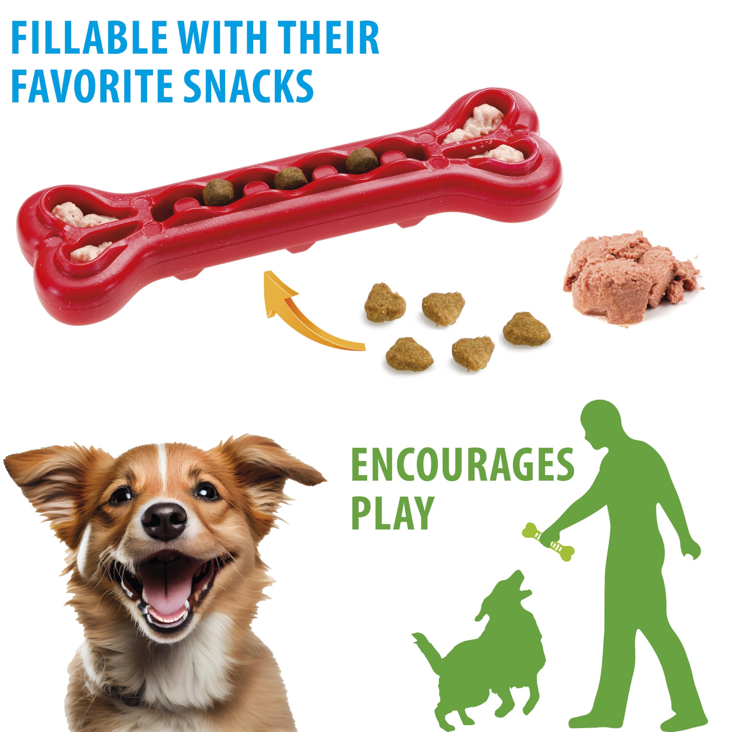 Ferplast Dog Toy, Dog Treat Dispenser Bone, Chew Toy, Made of Durable Material, Meat Flavoured - Image 2