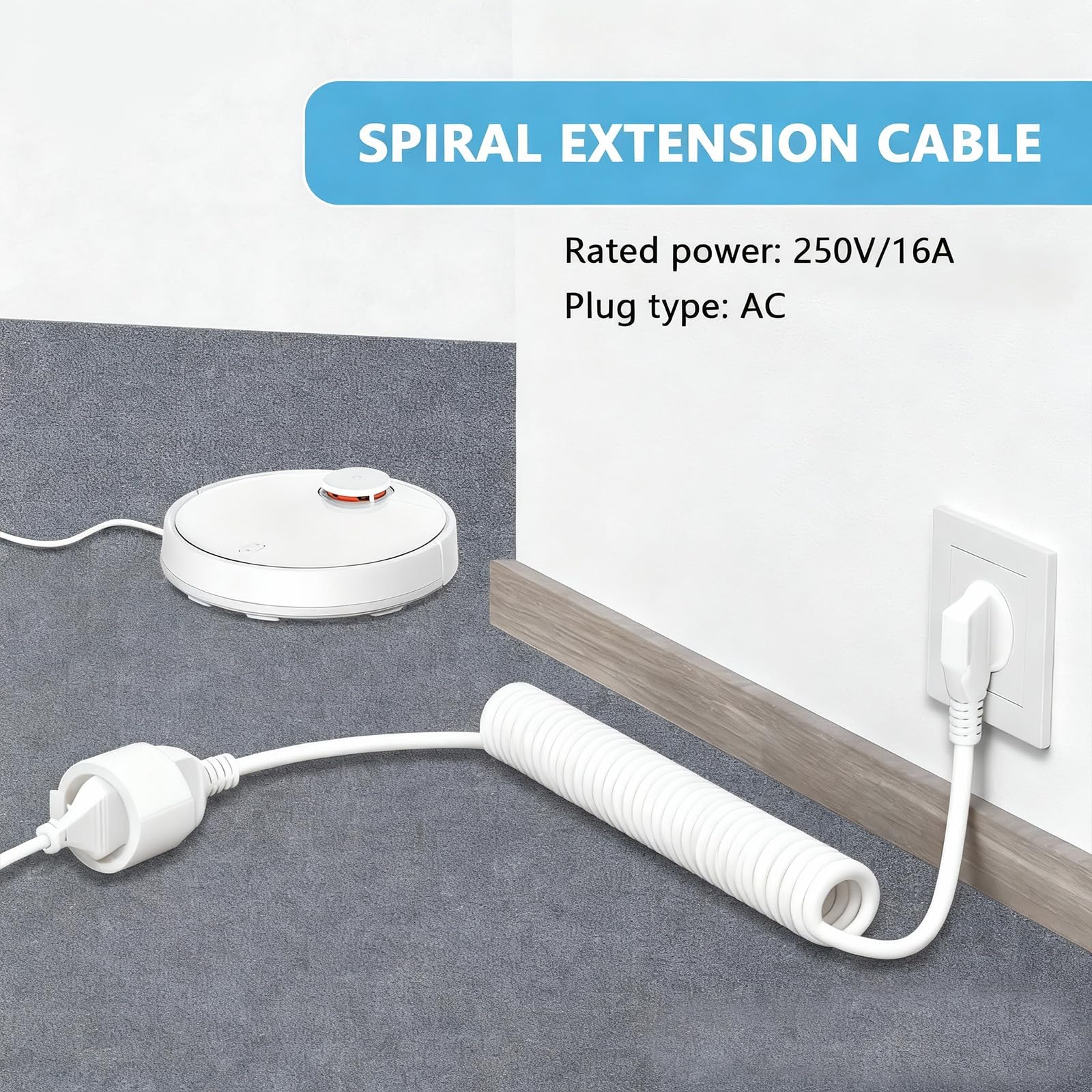 Câble de Rallonge Schuko Spiralé 3 x 1,0 mm² IP20 0,6-2m
