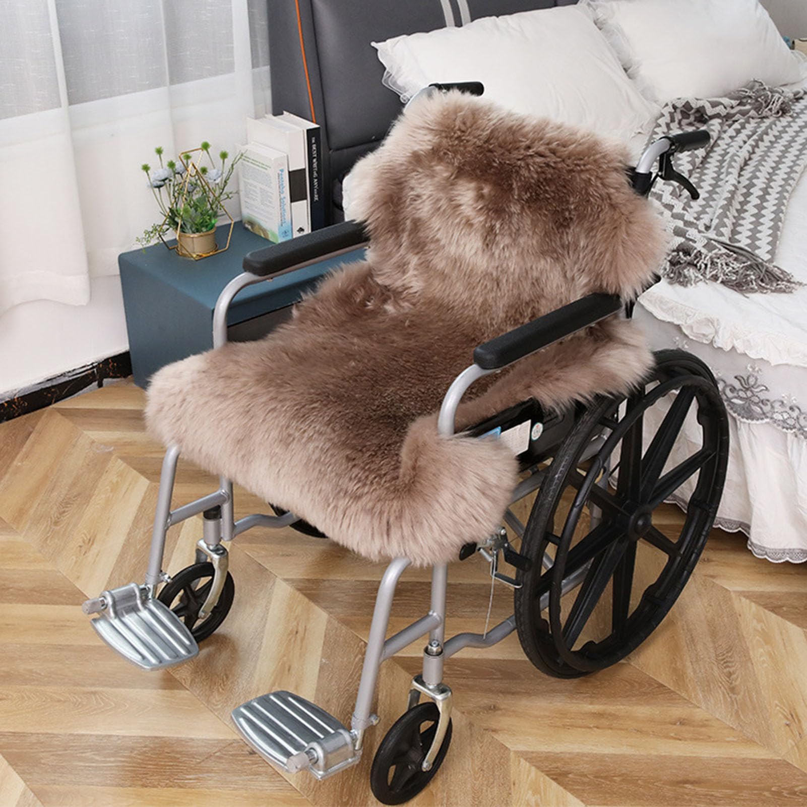 Coussin de fauteuil roulant en laine pure, housse de siège auto chaude