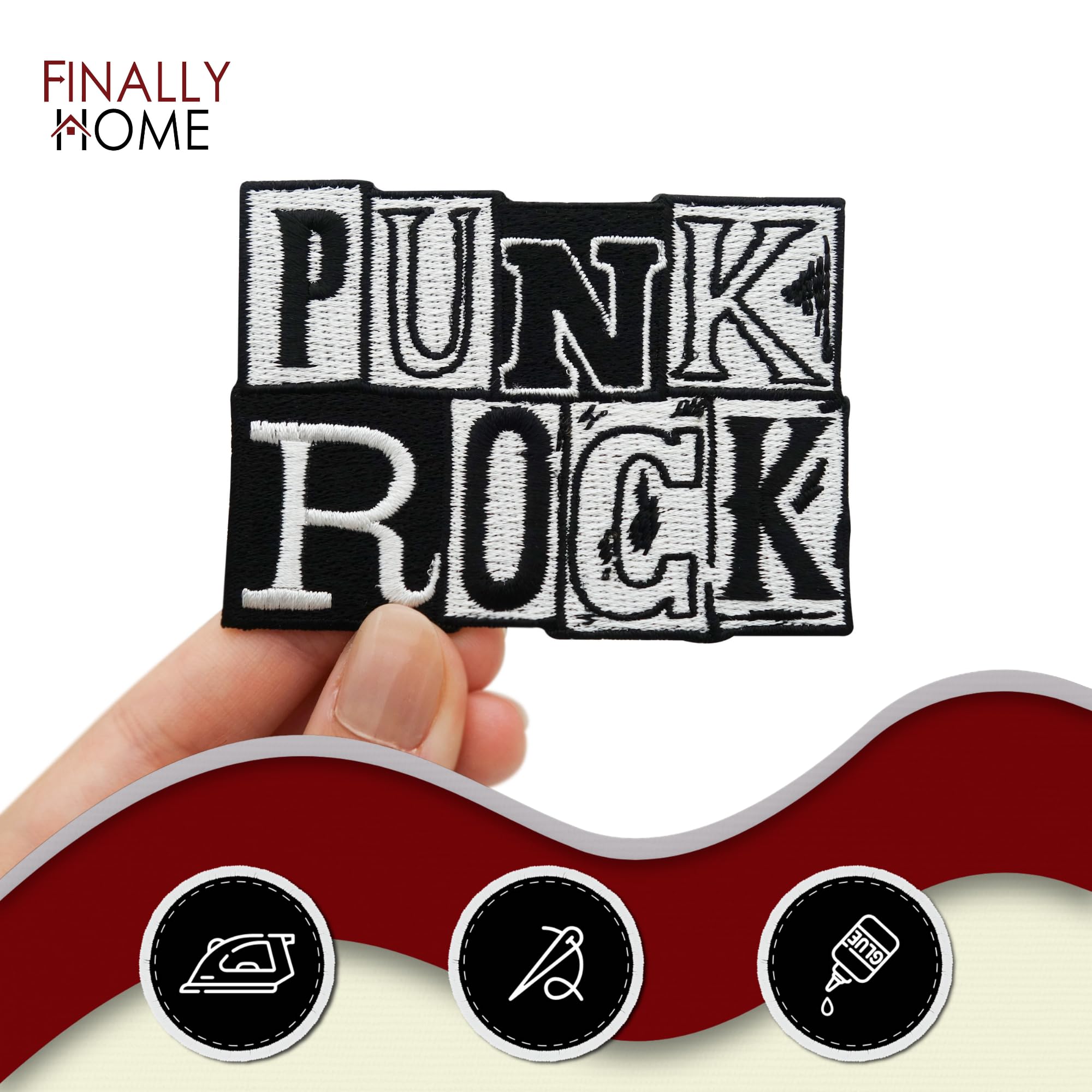 Finalmente Home Toppa Termoadesiva Punk Rock Con Scritta Ribelle, Bianco E Nero, Da Stirare O Cucire Su Giacche, Zaini E Tessuti