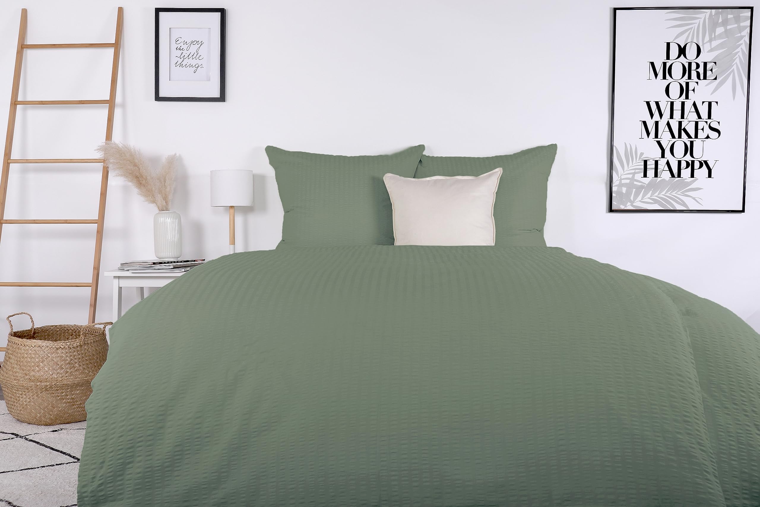jilda-tex Komplet pościeli ekologicznej z kory, 100% bawełna, Valencia, letnia pościel (szałwiowa zieleń, 240 x 220 + 2 x 80 x 80 cm)