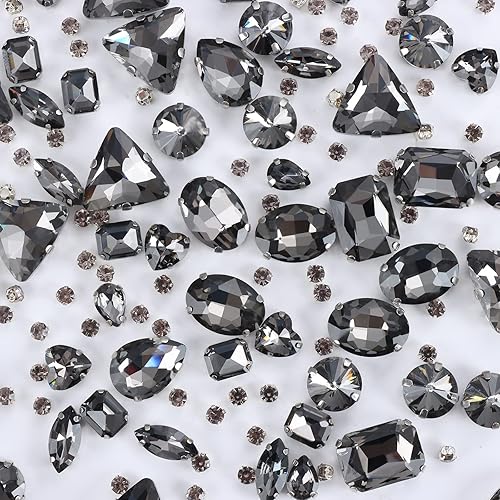 148 piezas de diamantes de imitación para coser con formas mixtas, gemas de cristal de metal con parte trasera plana para manualidades, ropa, joyas,