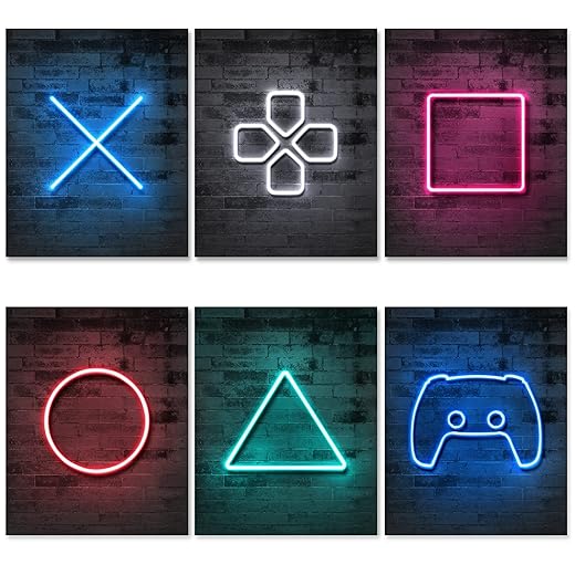 PRINTED Neon Gaming Posters - UNFRAMED 8"x10" - Gamer Room Decor for Boys - Gaming Room Decor - Gaming Decor - Posters for Boys Room - Gamer Decor - Video Game Decor - Gaming Wall Decor