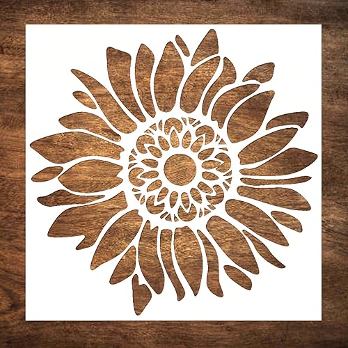 Plantilla bohemia de girasol de 12 x 12 pulgadas para pintar sobre madera, lienzo, papel, tela y muebles, plantillas florales reutilizables para