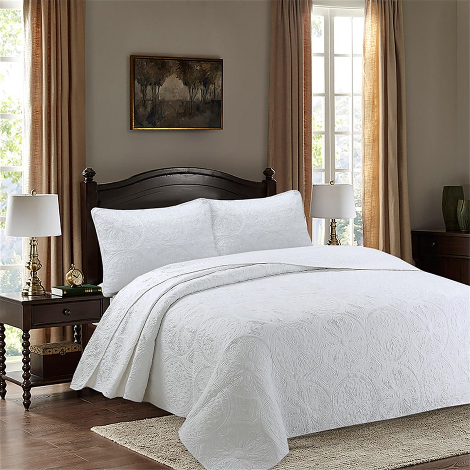 Parure de lit légère rétro haut de gamme 3 pièces pour grand lit décoration raffinée