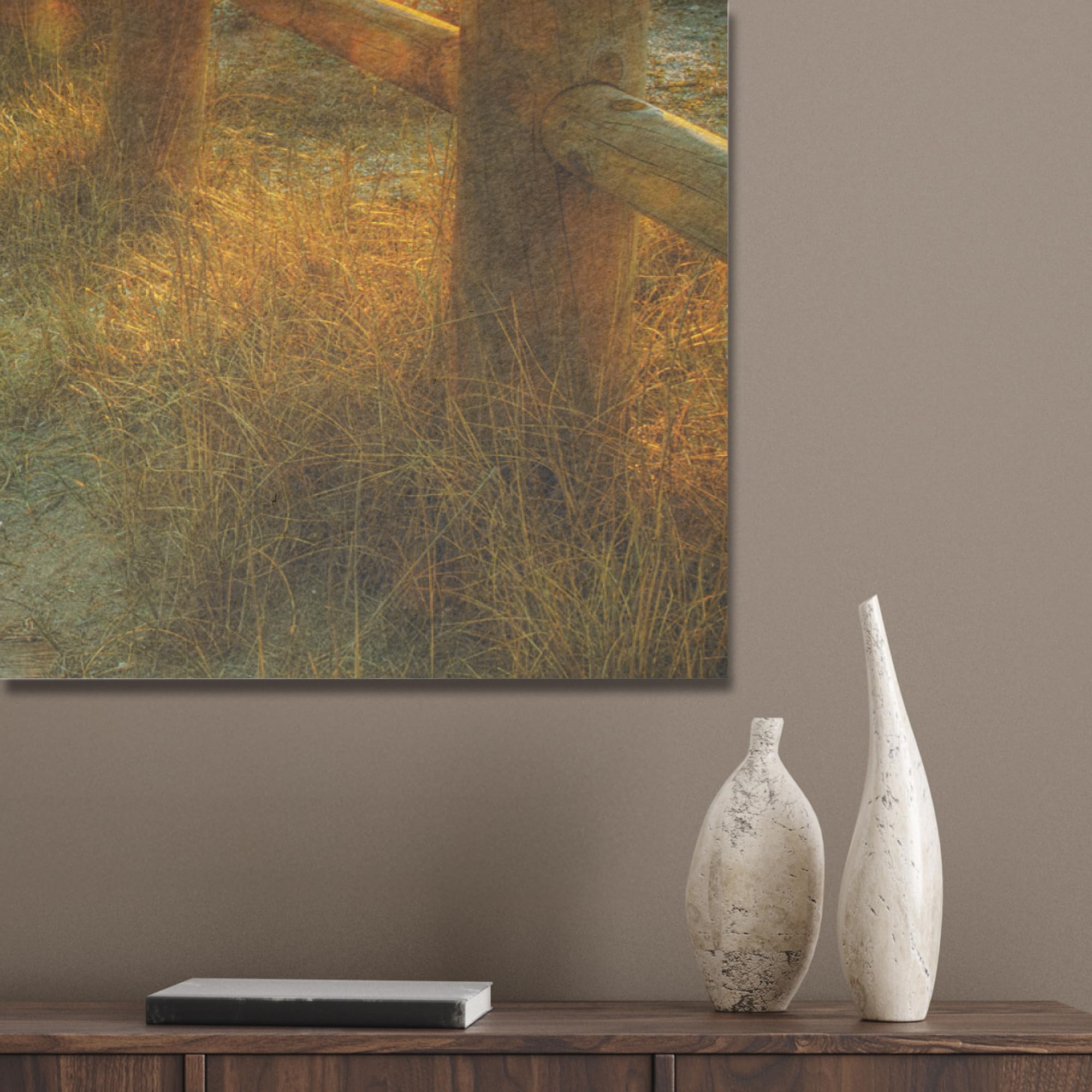 MuchoWow© Wandbilder aus Filz 100x70 cm Wohnzimmer Wanddeko Schlafzimmer Zimmerdeko Wandgemälde Zimmer Deko für die Wand Dekoration Wall Art Sonne - Strand - Düne - Horizont - Gras - Pfad