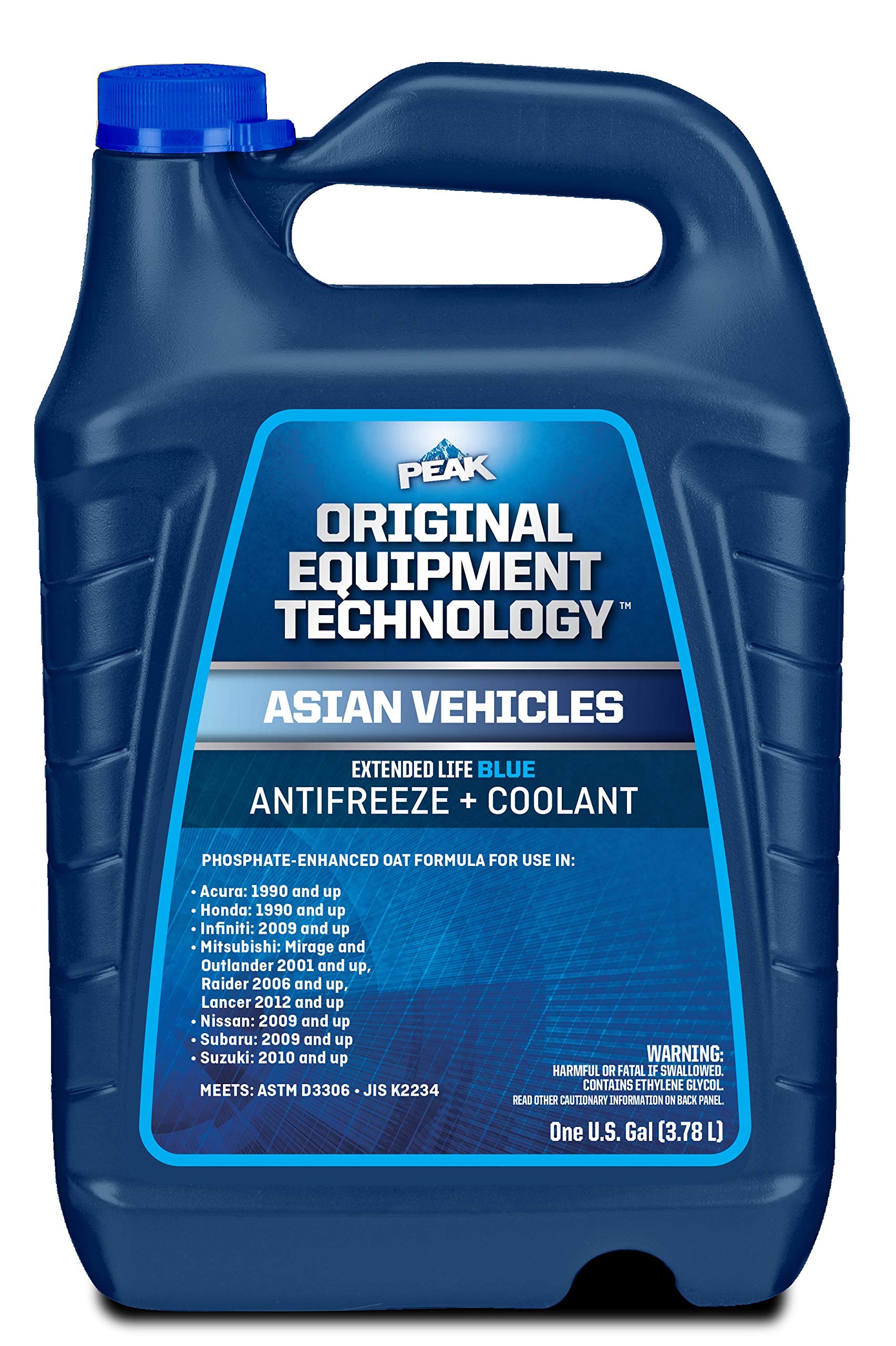 PEAK OET Extended Life Blue 50/50 Prediluted Antifreeze/Coolant for Asian Vehicles, 1 Gal.