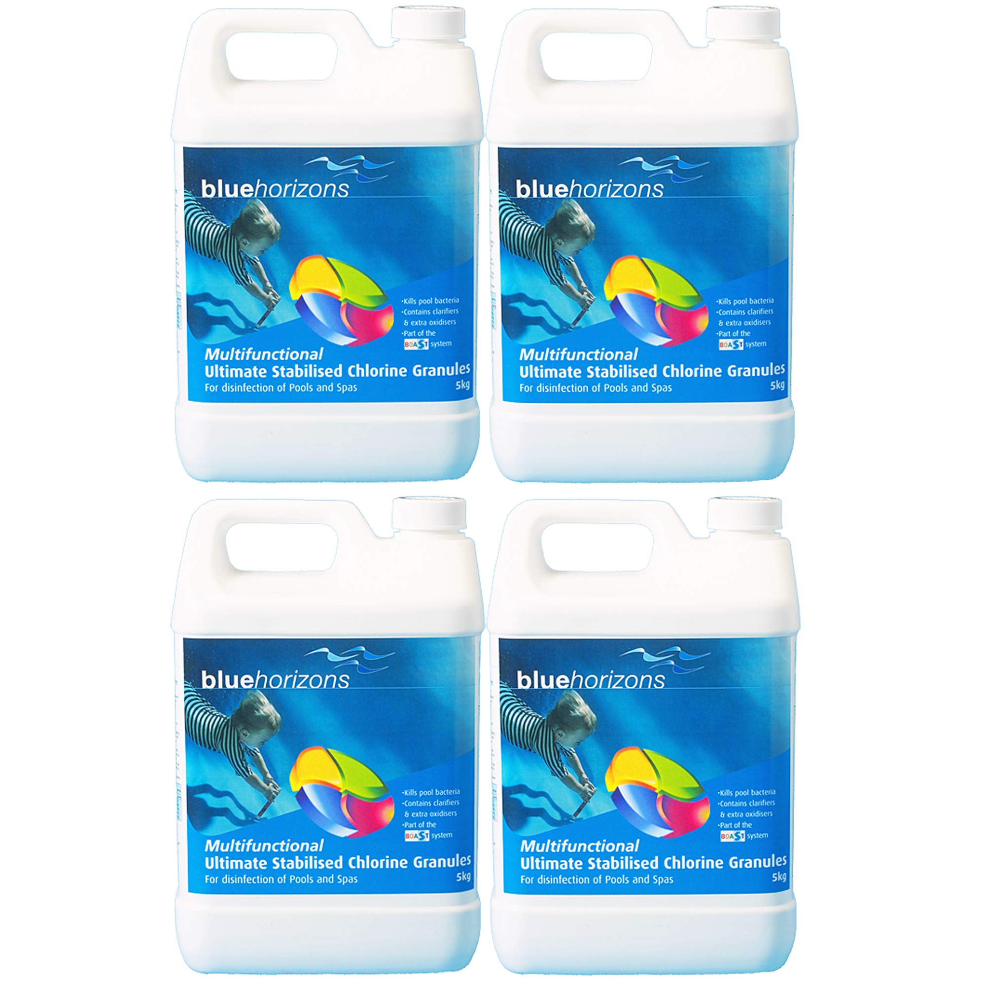 Blue Horizons Ultimate Multifunctional Chlorine Granules Disinfection Swimming Pools Spa Hot Tub (20kg)