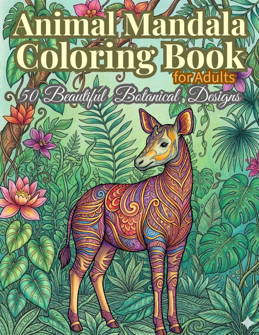 Animal Mandala Coloring Book for Adults: 50 Beautiful Botanical Designs