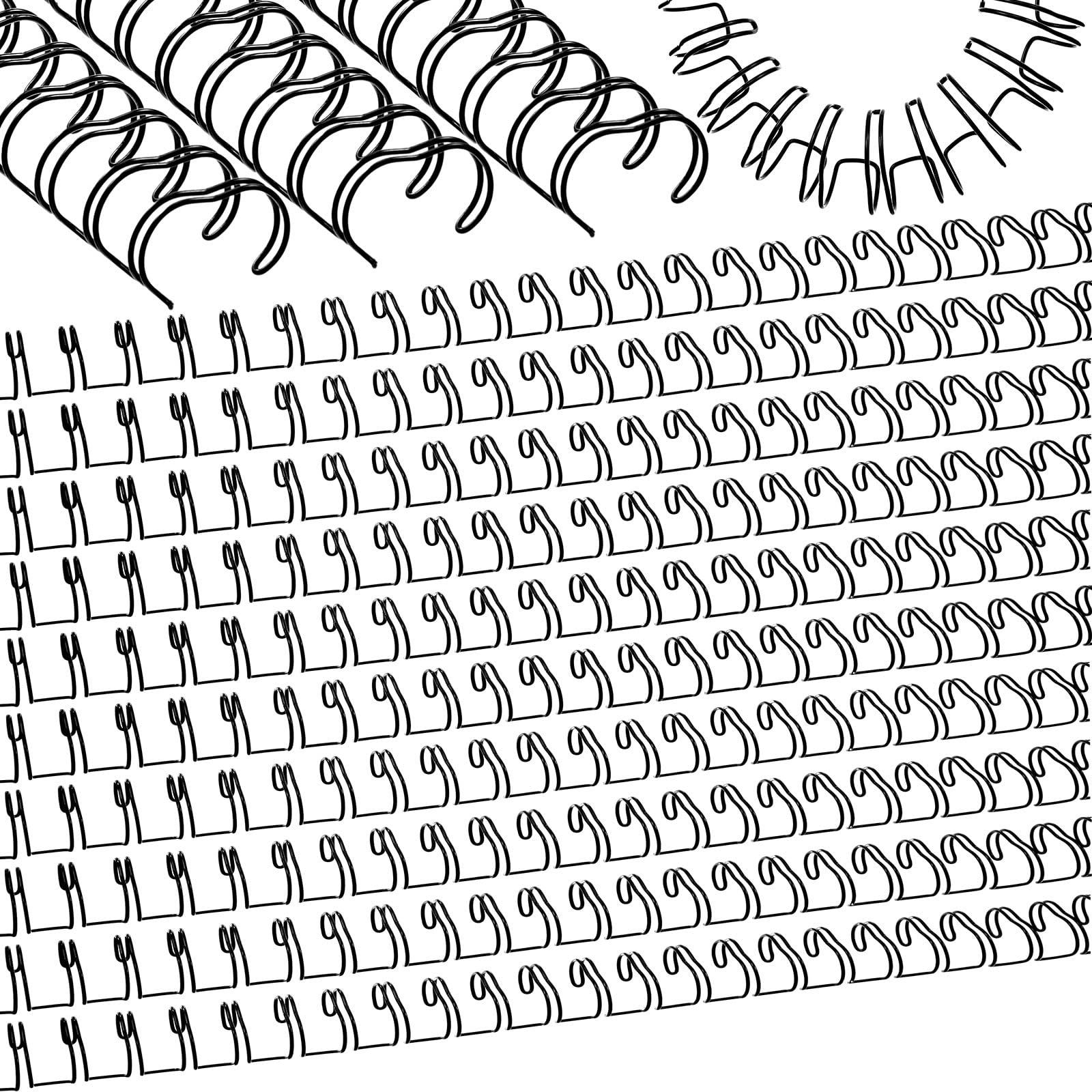 MorningRo 100 Pcs Metal Double Loop Binding Wires 5/8 Bulk Cinch Binding Wires Double Spiral Ring Coil Black Colors Twin Spines Combs 21 Holes 2: 1 Pitch Cinch Coil Machine Wire