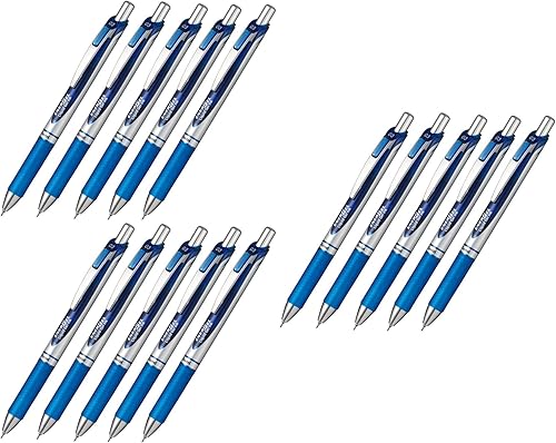 Pentel Nuevo EnerGel Deluxe RTX Bolígrafo de gel líquido retráctil, ultra micro punto 0.012 in, línea fina, punta de aguja, tinta azul, juego de 15 Pentel Nuevo EnerGel Deluxe RTX Bolígrafo de gel líquido retráctil, ultra micro punto 0.012 in, línea fina, punta de aguja, tinta azul, juego de 15