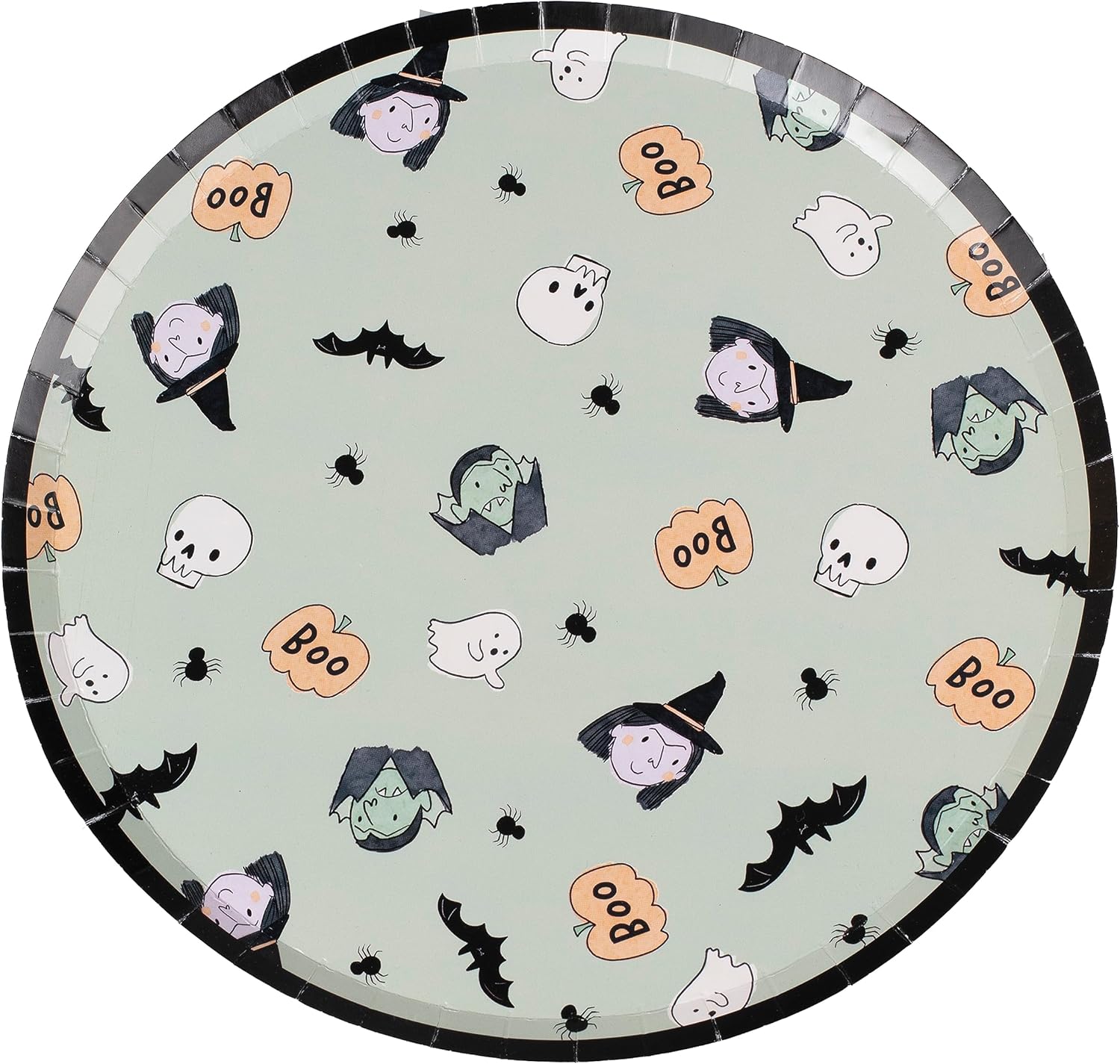 Ginger Ray Halloween Vampire, Witch, Bat and Skull Boo Party Paper Plates Tableware 8 Pack