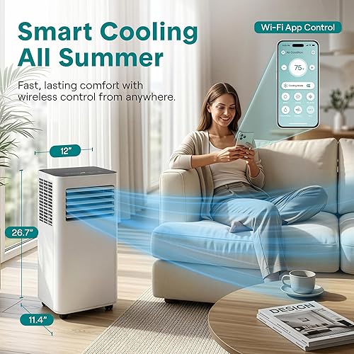 Miniatura 2 de SereneLife - Pequeño aire acondicionado portátil de 8,000 BTU con deshumidificador incorporado - Unidad de aire acondicionado portátil