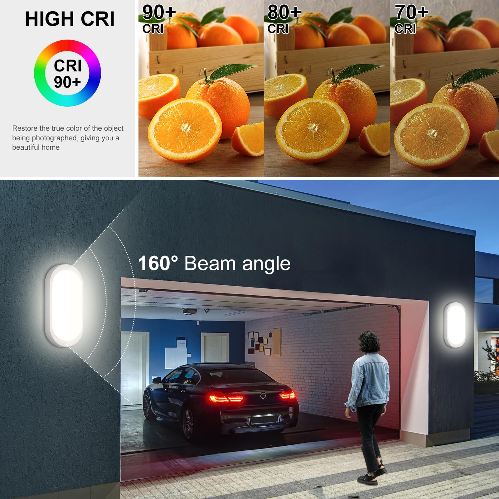 Oraymin Lampa ścienna LED 10 W z czujnikiem ruchu, 4000 K, neutralna biel, lampa z automatycznym czujnikiem LED, IP44, lampa sufitowa, lampa do piwnicy, lampa łazienkowa, lampa do sypialni, lampa
