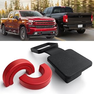 Tow Hook Cover for 2007-2025 Chevy Silverado 1500/2007-2018 GMC Sierra 1500,Customized 2 Inch Silicone Trailer Hitch Cover Chevrolet Silverado 1500 Accessories Trim Set (Red-Black)