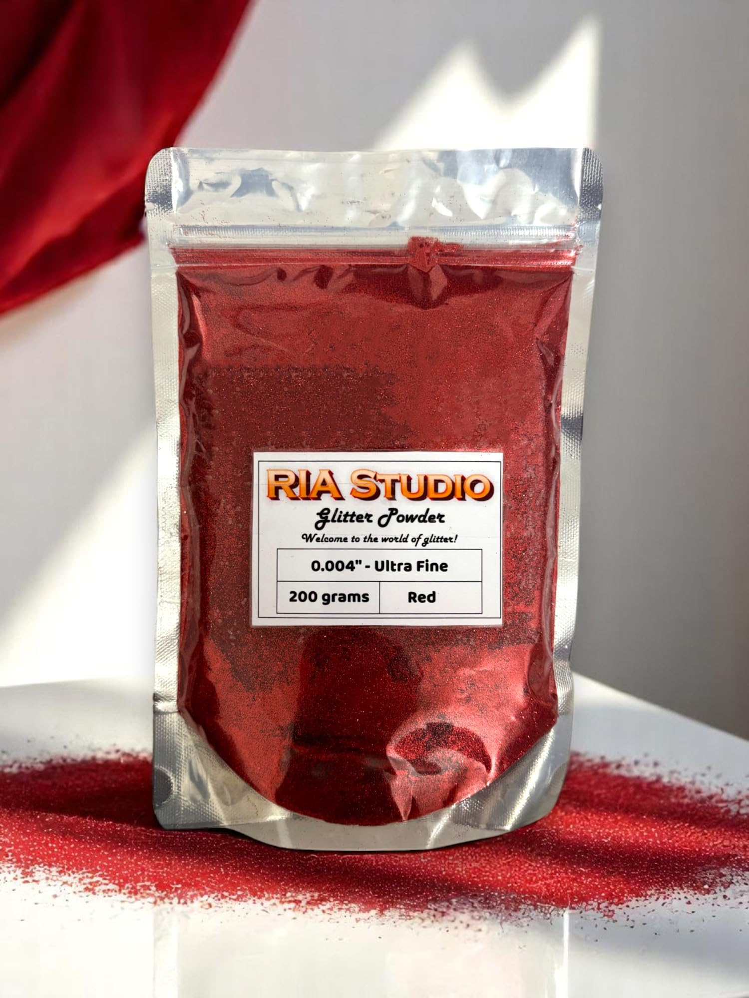 Multipurpose Colorful Glitter Powder Dust for Resin, Nail, Makeup, Candle Making, Painting, Art & Craft (0.004") Ultra Fine (Red, 200gm Pouch)-image-22