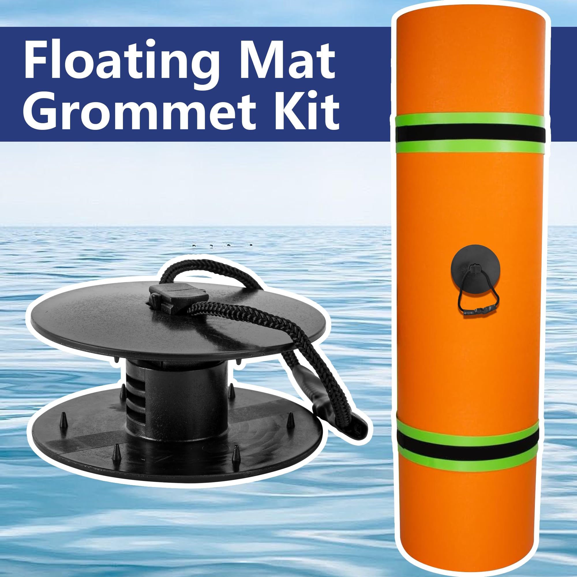 Water Mat Accessories ALADDIN Kit - Tether With Carabiner, Grommet Kit &  Velcro Straps For Floating Mats Lily Pad Floating Mat