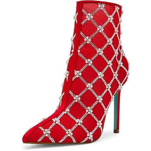 Betsey Johnson Womens Larkk Embellished Mesh Booties